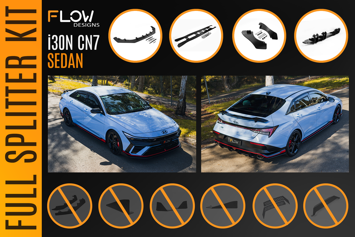 CN7 V2 i30N Sedan FL 2024+ Full Lip Splitter Set