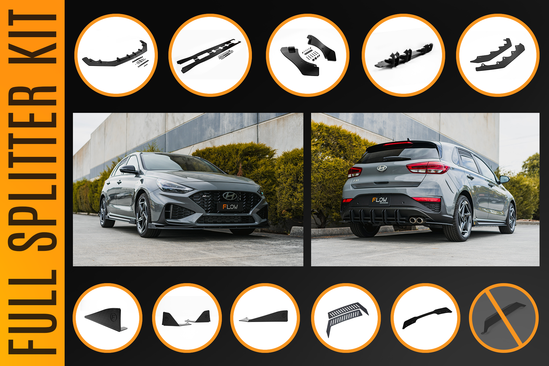 i30N-Line Hatch PDe.V6 FL 2024+ Full Lip Splitter Set