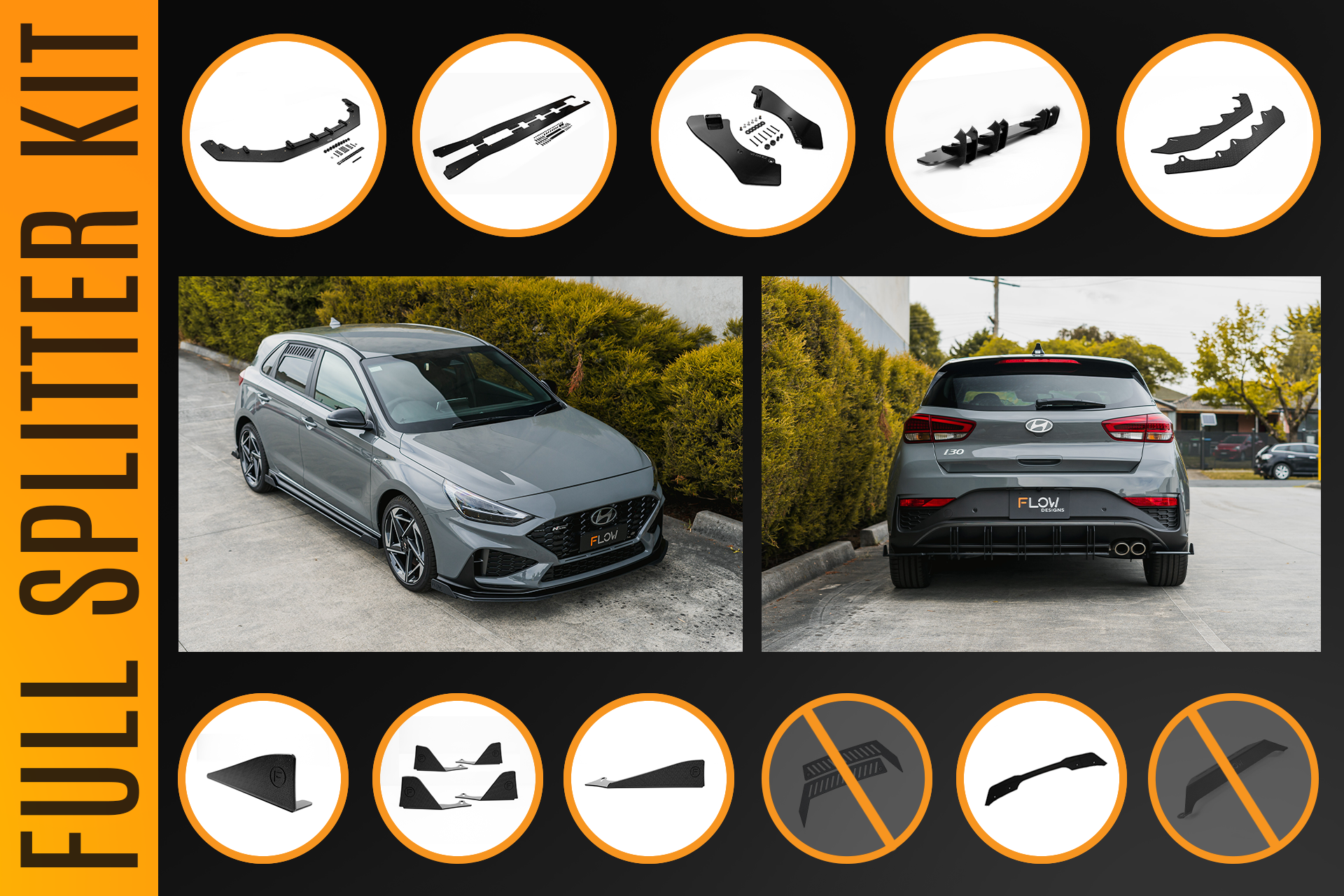 i30N-Line Hatch PDe.V6 FL 2024+ Full Lip Splitter Set