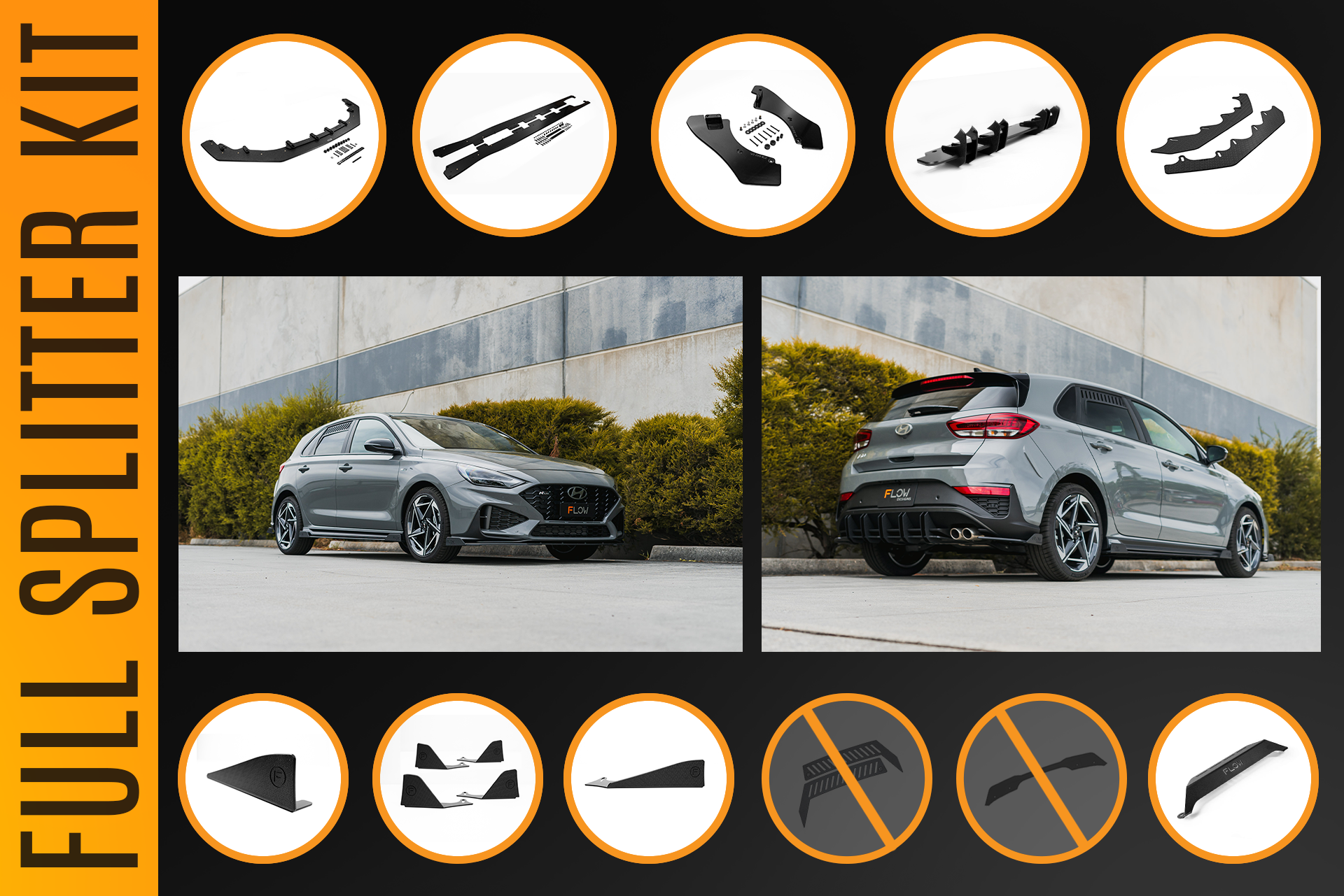 i30N-Line Hatch PDe.V6 FL 2024+ Full Lip Splitter Set