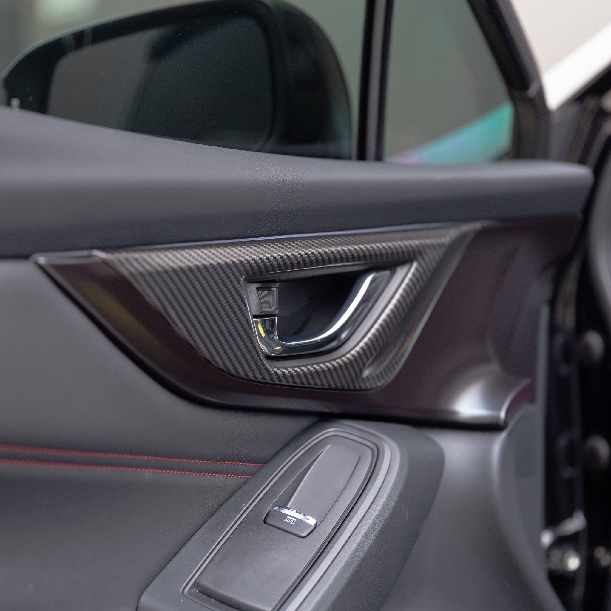FloKraft Dry Carbon Fibre Front & Rear Inner Door Handle Trim Covers for Subaru WRX (VB) & WRX Sportswagon (VN) 2022-2025
