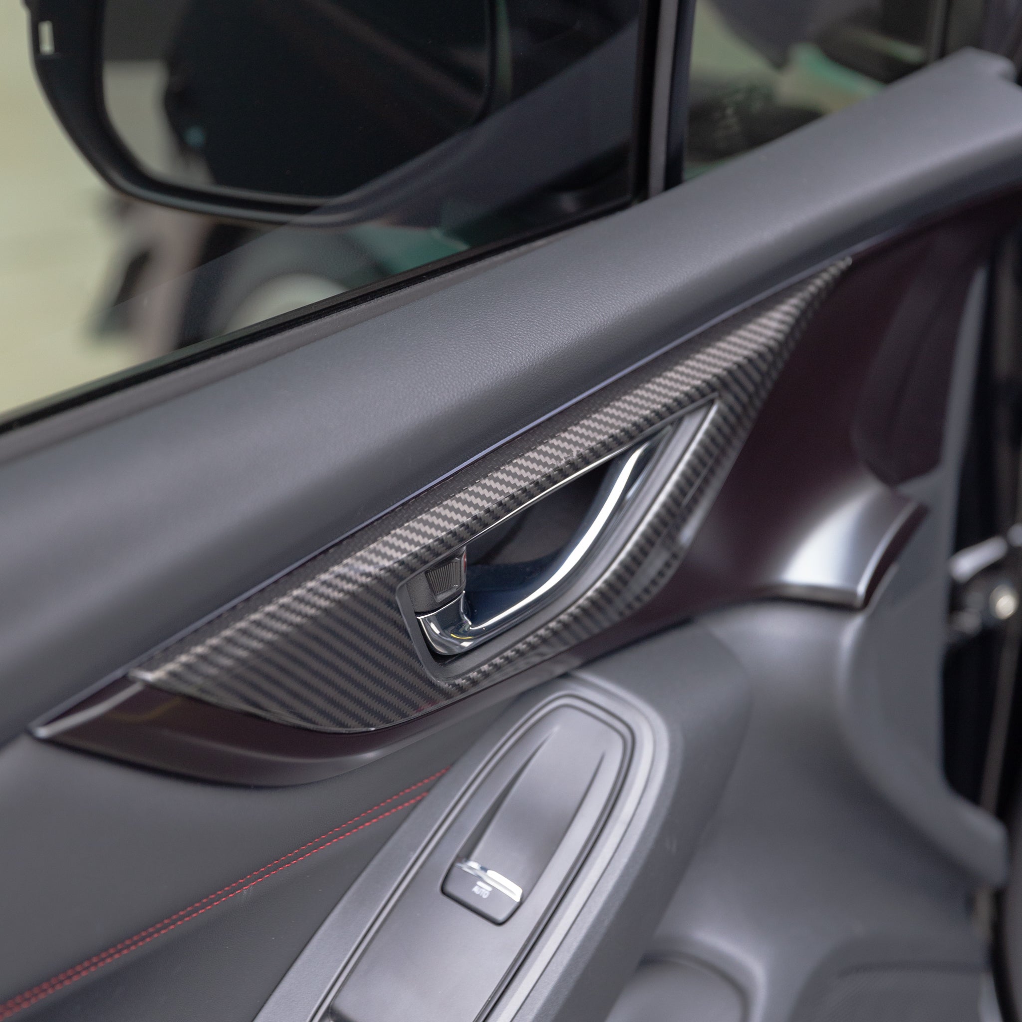 FloKraft Dry Carbon Fibre Front & Rear Inner Door Handle Trim Covers for Subaru WRX (VB) & WRX Sportswagon (VN) 2022-2025