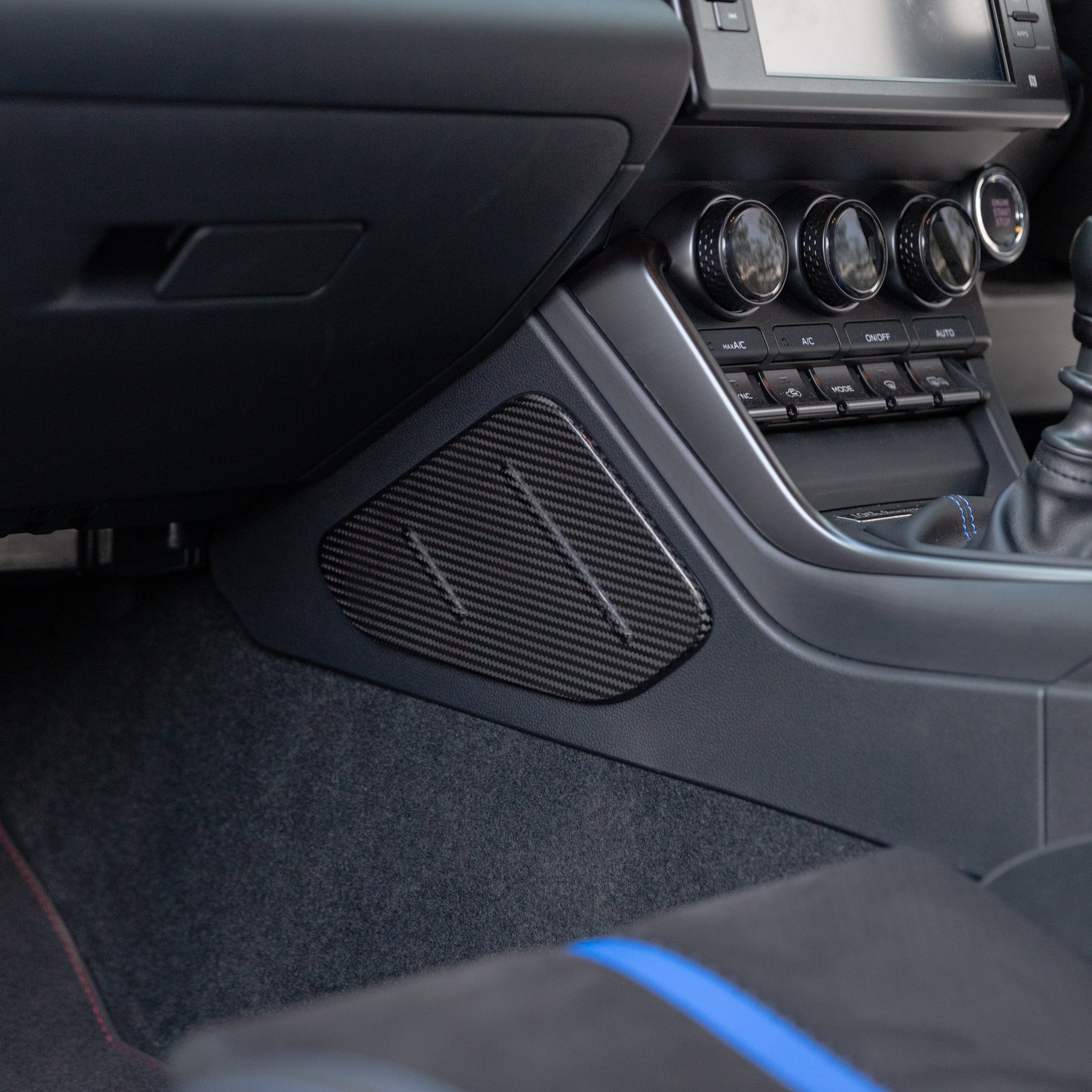 FloKraft Dry Carbon Fibre Knee Pad Panel Covers for Subaru BRZ (ZD8) & Toyota GR86 (ZN8) 2022-2026