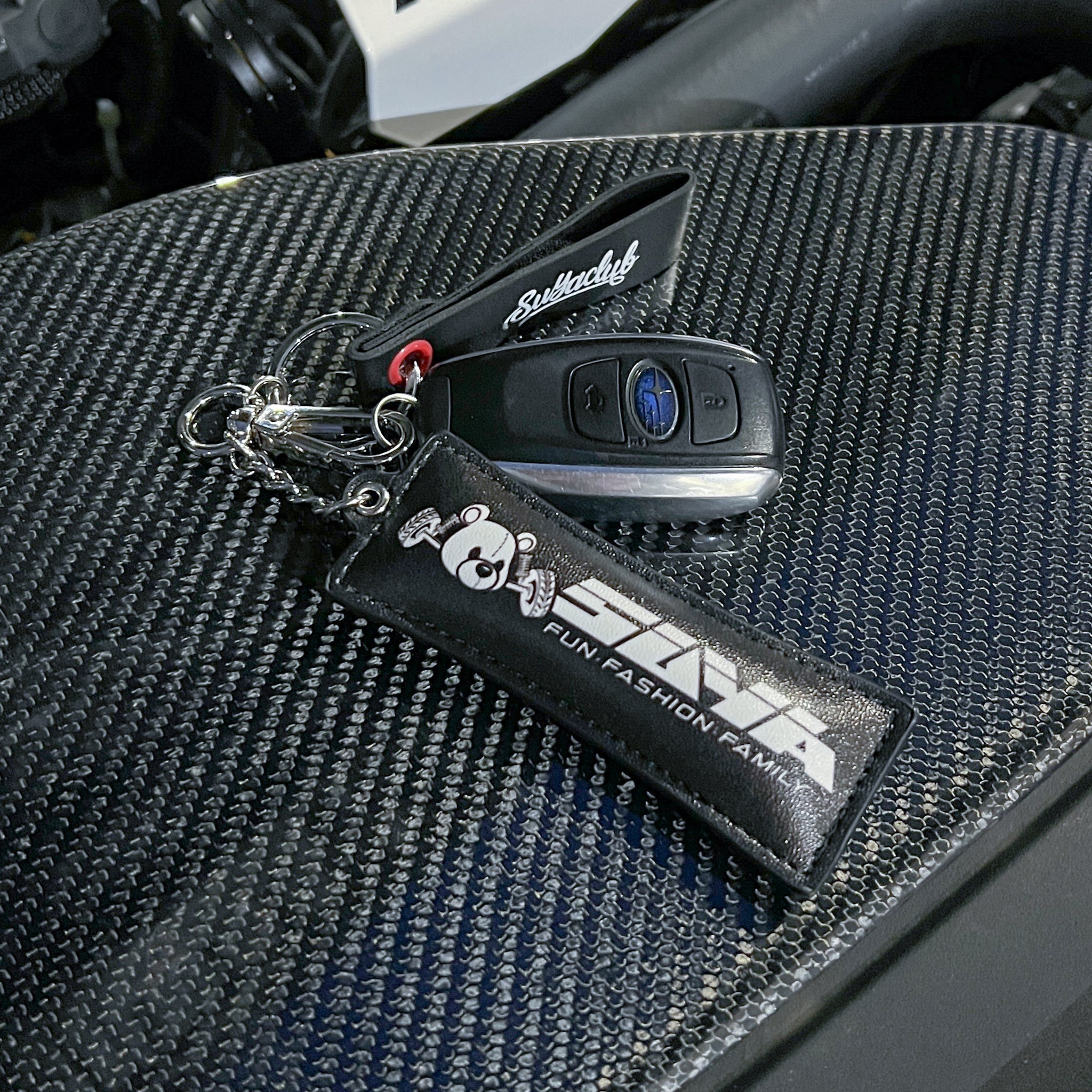 SUYA Keychain - "Power Bear" Leather Strap with Pillow Keychain