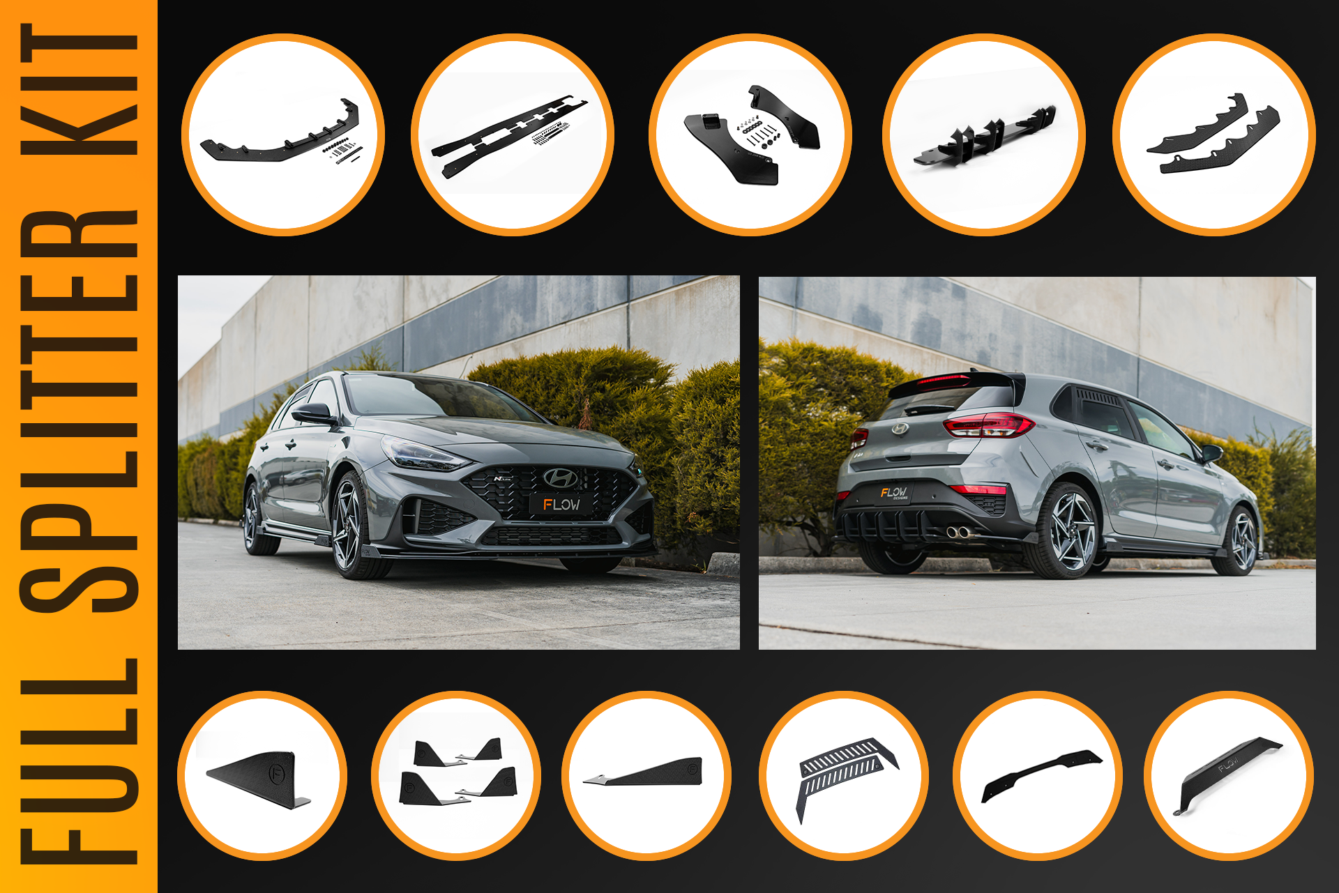 i30N-Line Hatch PDe.V6 FL 2024+ Full Lip Splitter Set