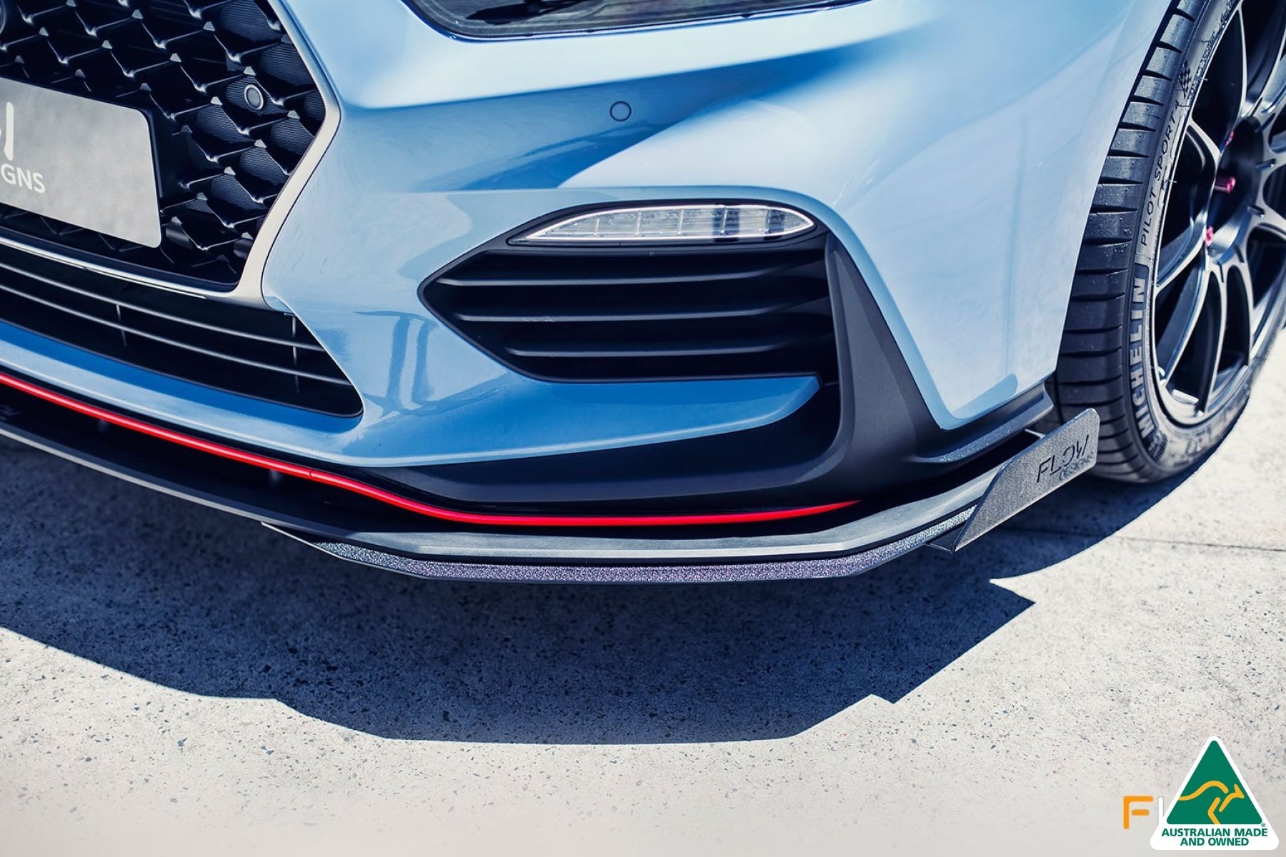RETURNED STOCK - i30N Hatch PD (2018-2020) Front Lip Splitter & Reinforcement Brackets - GLOSS BLACK