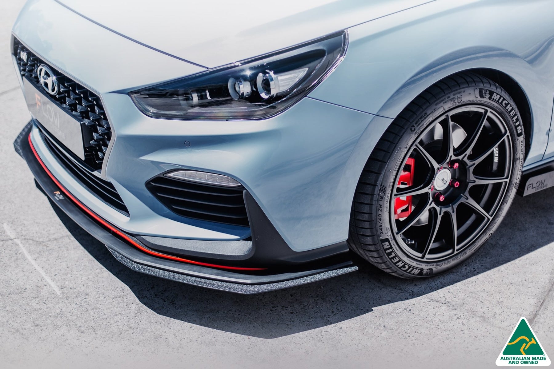 RETURNED STOCK - i30N Hatch PD (2018-2020) Front Lip Splitter & Reinforcement Brackets - GLOSS BLACK