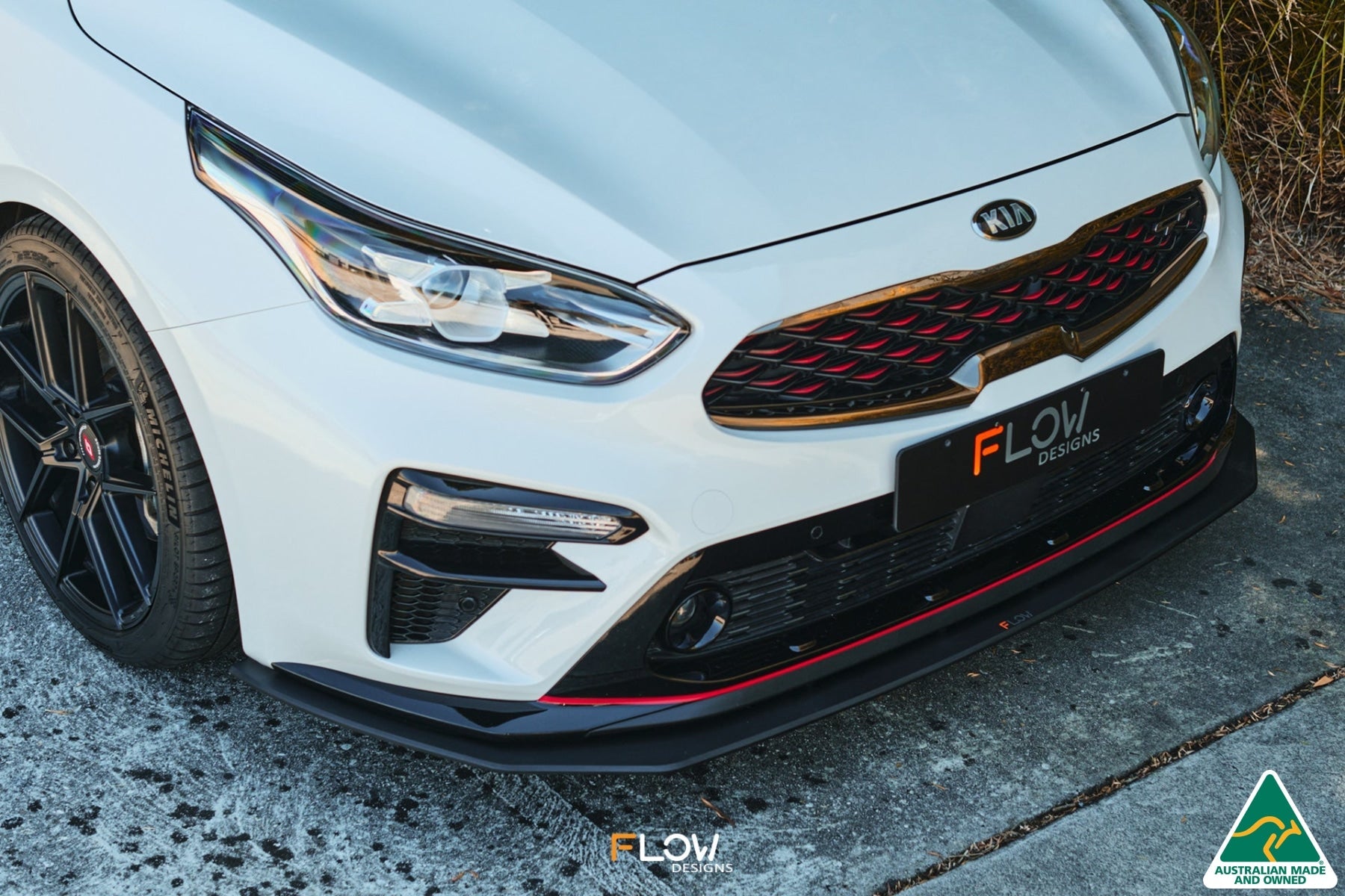 DISCONTINUED SANDED MATTE FINISH - Cerato GT PFL Front Lip Splitter & Reinforcement Brackets