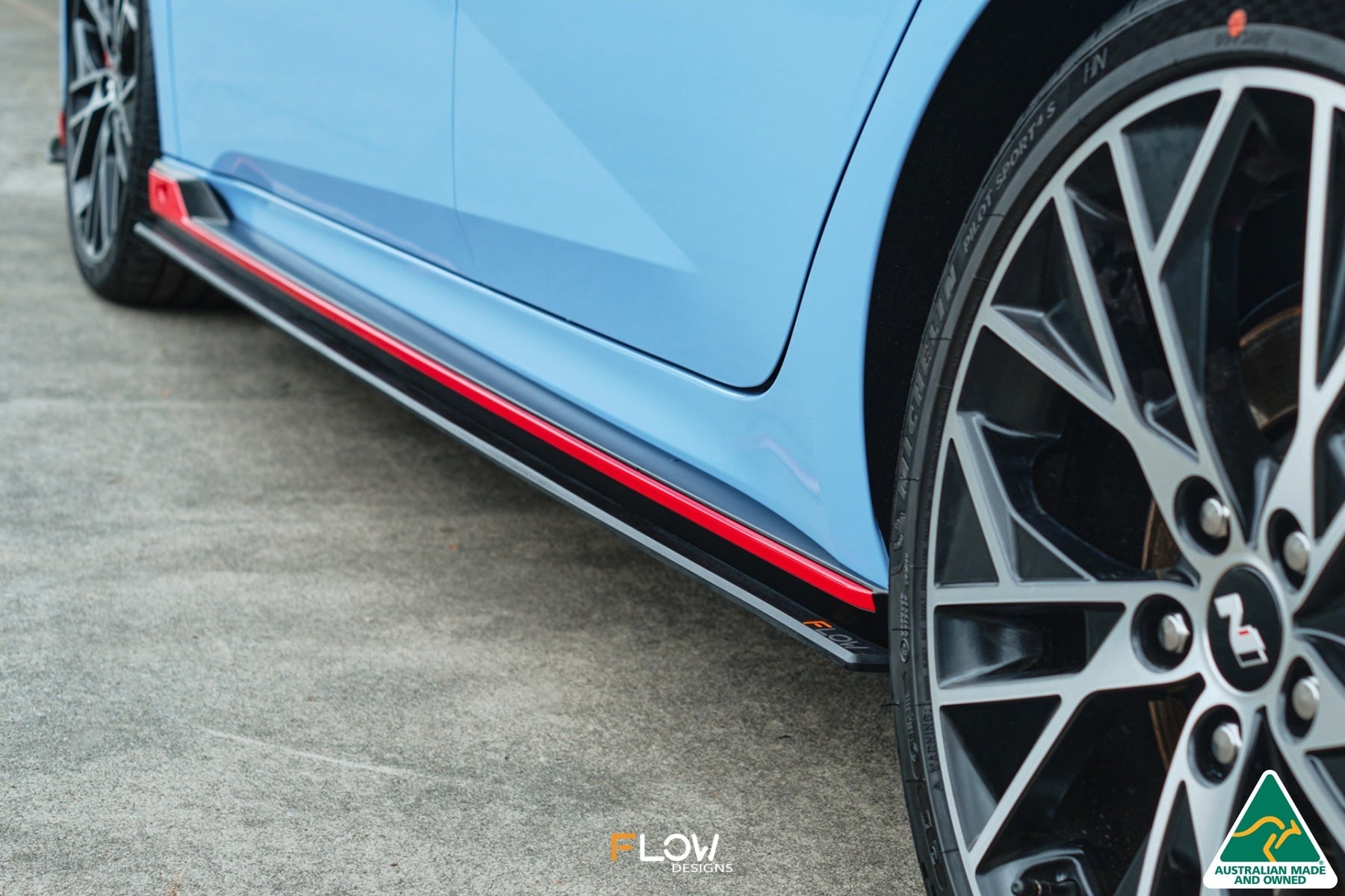 EX-DISPLAY - CN7 i30N Sedan 2021-2023 Side Skirt Splitters (Pair) - TEXTURED MATTE BLACK