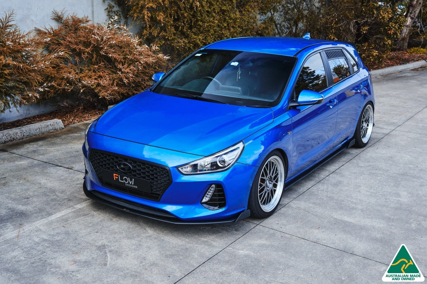 DEMO STOCK - i30 SR Hatch (2017-2018) Front Lip Splitter & Mounting Brace - GLOSS BLACK