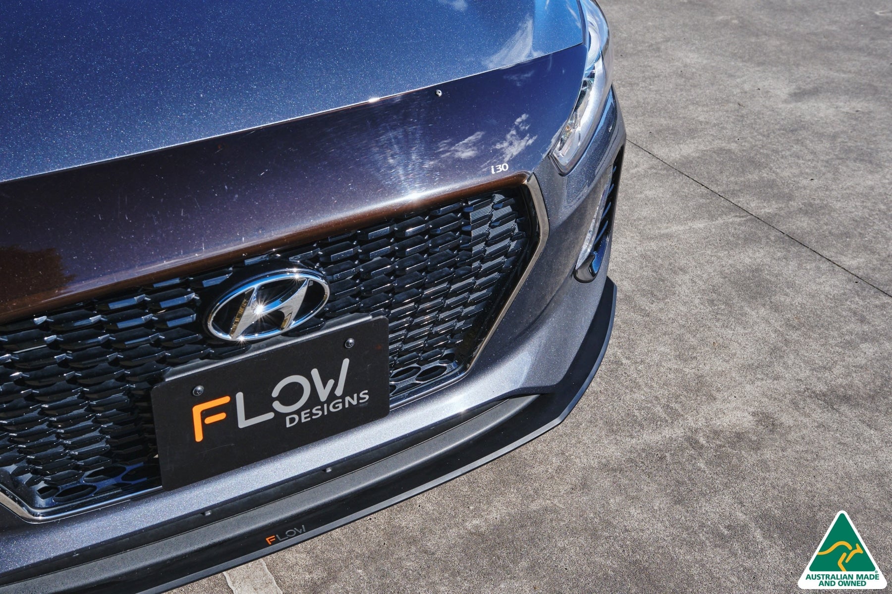 DISCONTINUED SANDED MATTE FINISH - i30 Hatch PD1, PD2 2018-2020 Front Lip Splitter & Mounting Brace