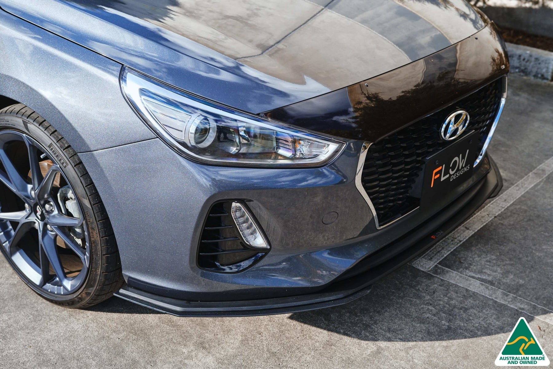 DISCONTINUED SANDED MATTE FINISH - i30 Hatch PD1, PD2 2018-2020 Front Lip Splitter & Mounting Brace