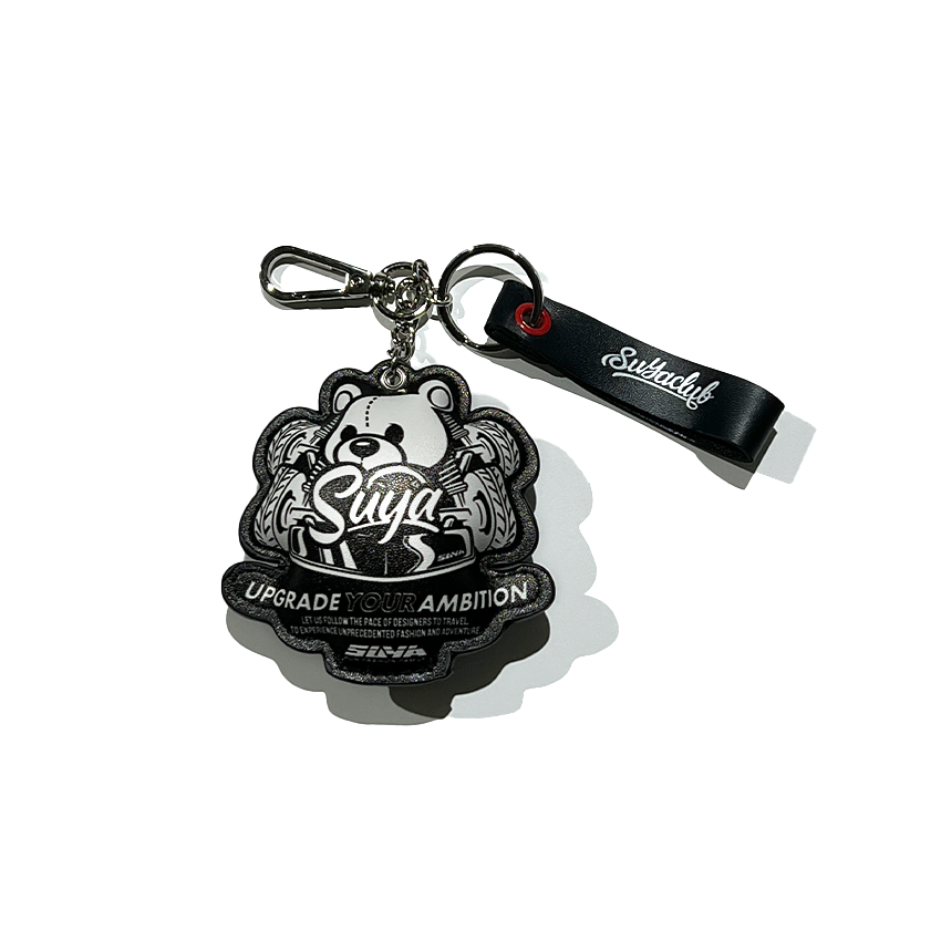 SUYA Keychain - "Power Bear" Leather Strap with Pillow Keychain