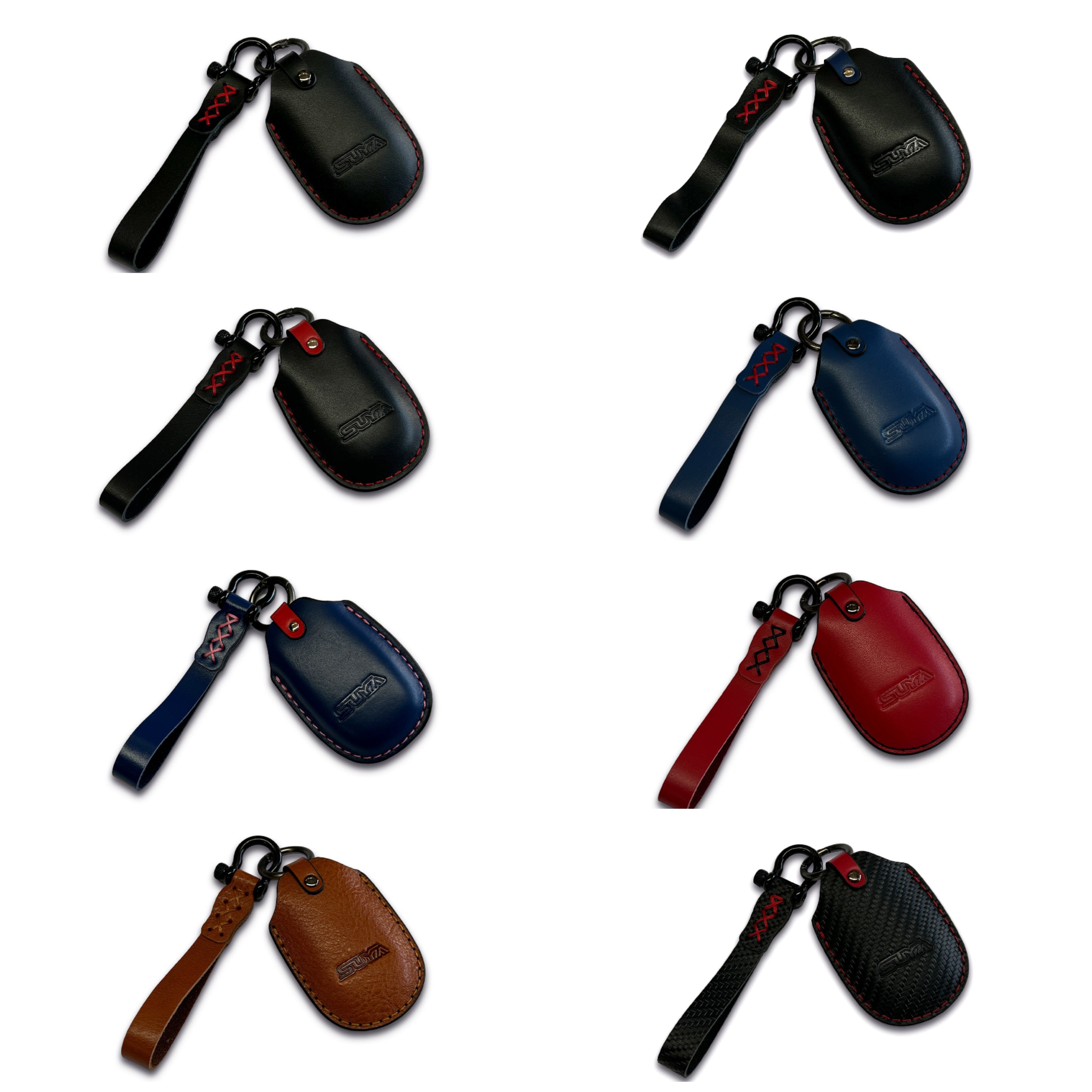 SUYA Keychain - Leather Key Fob Cover & Strap for Subaru BRZ / Levorg / WRX & Other Models