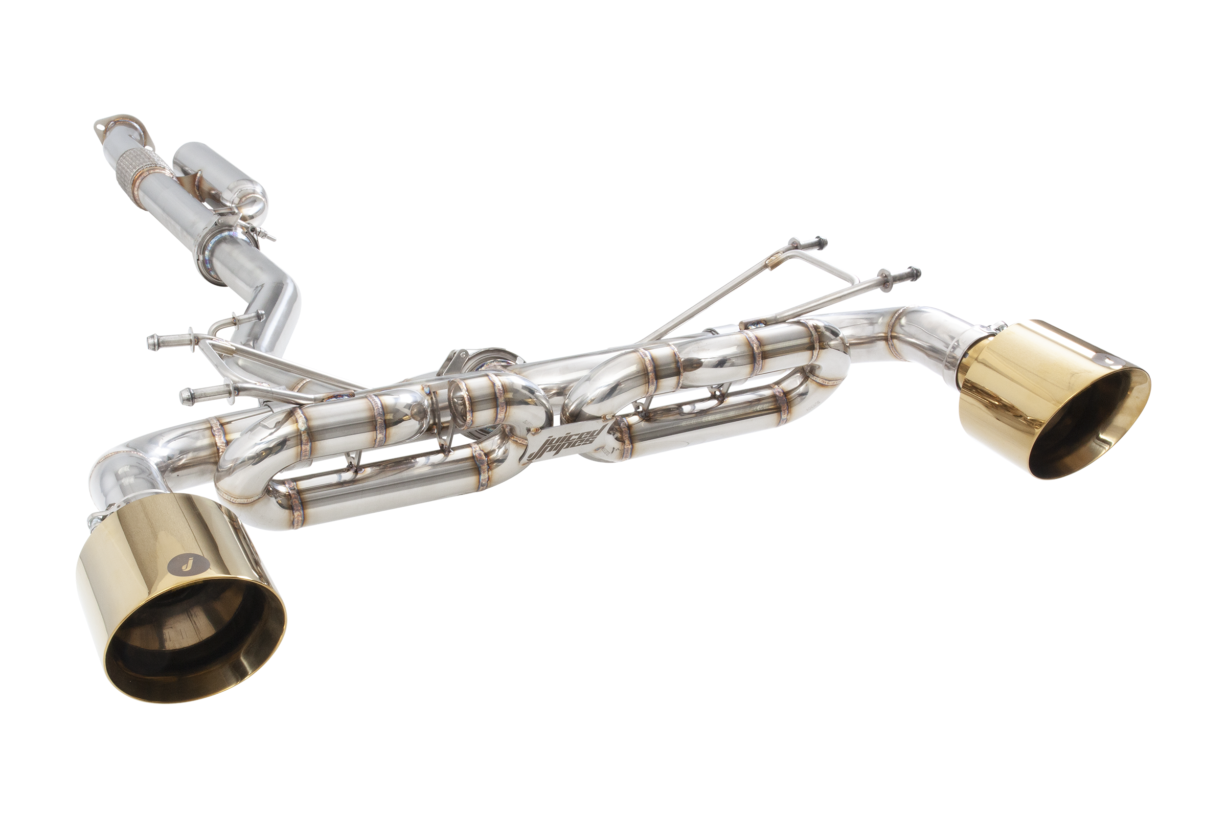 Juiced Pipes Toyota 86 & Subaru BRZ 3 inch Cat Back Exhaust System with Chrome Gold Tips