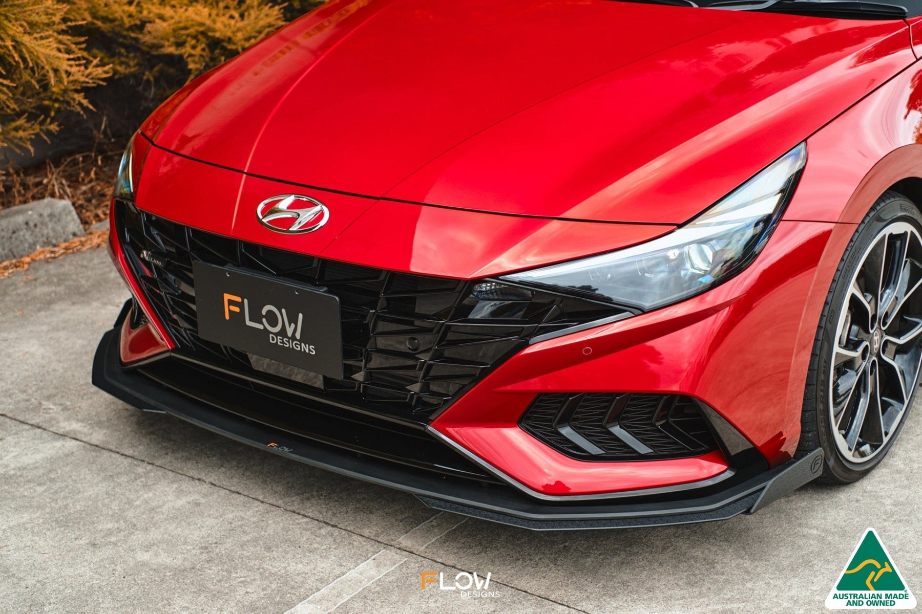 EX-DISPLAY - CN7 i30 N Line Sedan 2020 - 2022 Front Lip Splitter & Mounting Brace - GLOSS BLACK