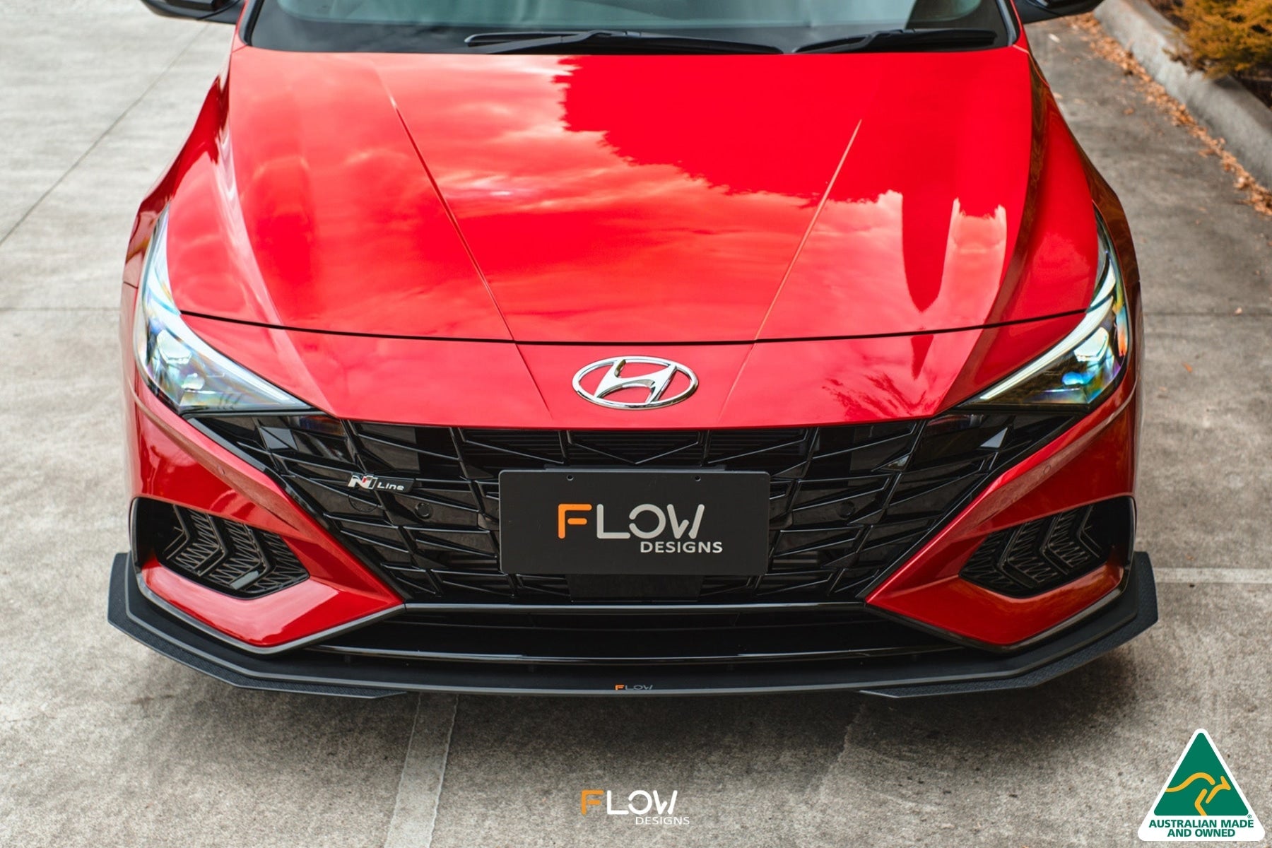 EX-DISPLAY - CN7 i30 N Line Sedan 2020 - 2022 Front Lip Splitter & Mounting Brace - GLOSS BLACK