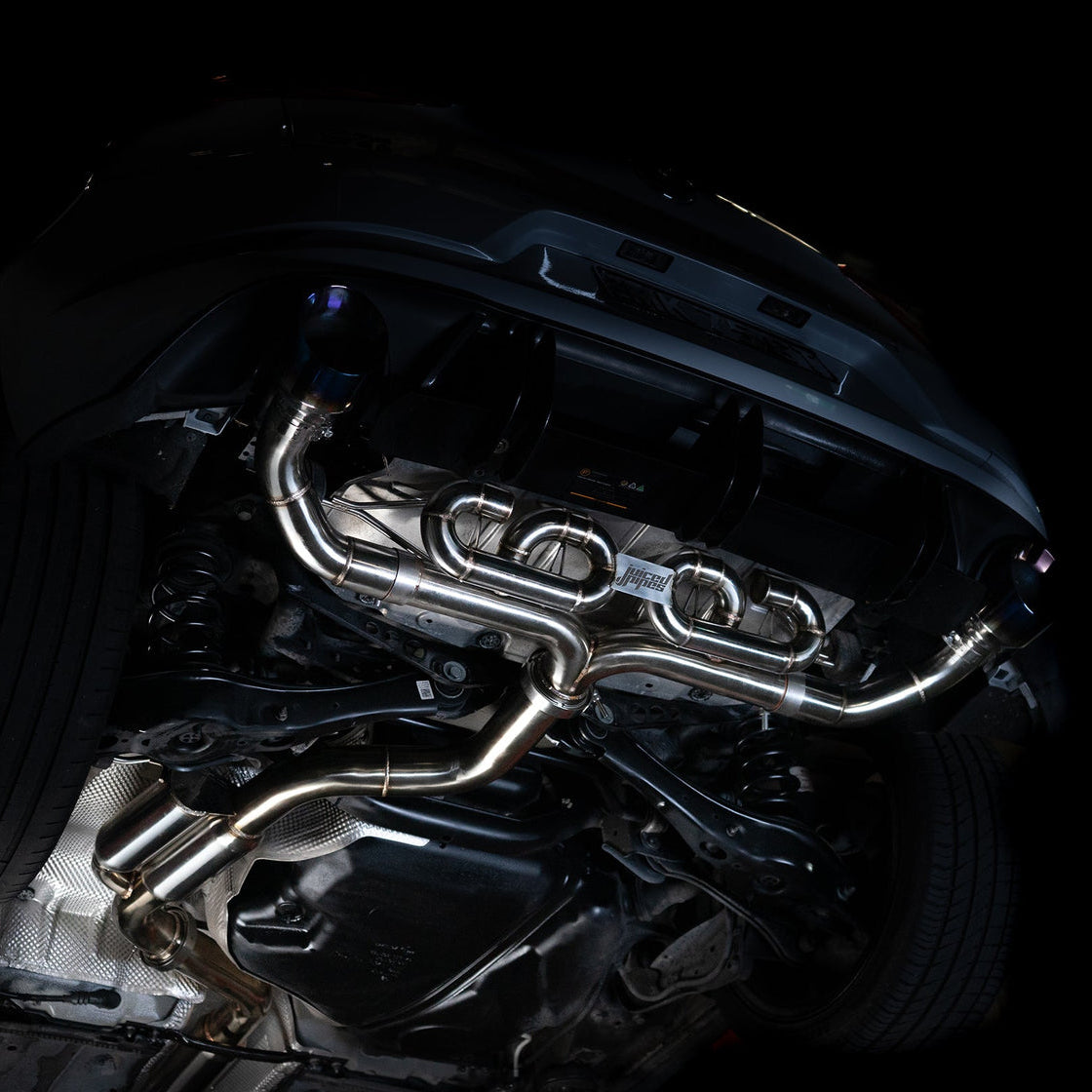 Juiced Pipes Volkswagen Golf GTI MK7 to MK8.5 3 inch Cat Back Exhaust System with Burnt Blue Tips