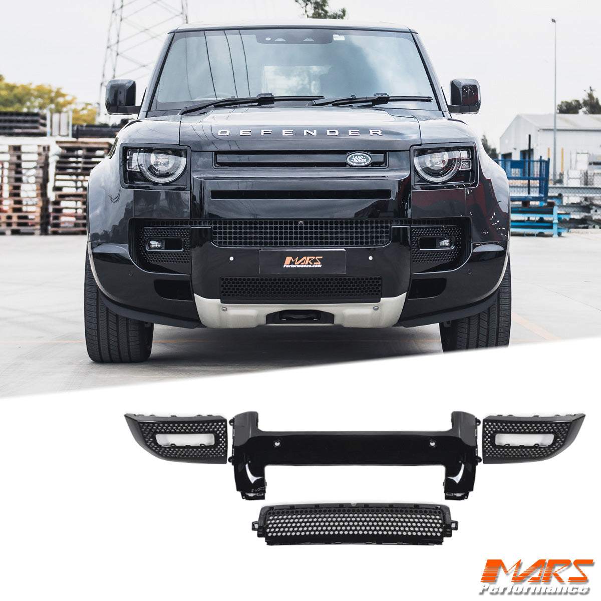 Gloss Black Lower Bumper Replacement Cover Mesh Trim Grill Bodykits for Land Rover Defender L663 90 110 130 2020-2025