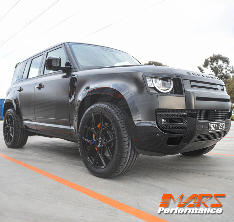 Gloss Black Wheel Arches Extensions Fender Flares for Land Rover Defender L663 110 2020-2024