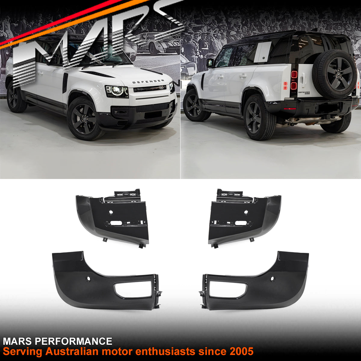 Gloss Black Front & Rear Bumper Corner Splitter Cover Bodykit for Land Rover Defender L663 90 110 130 2020-2024