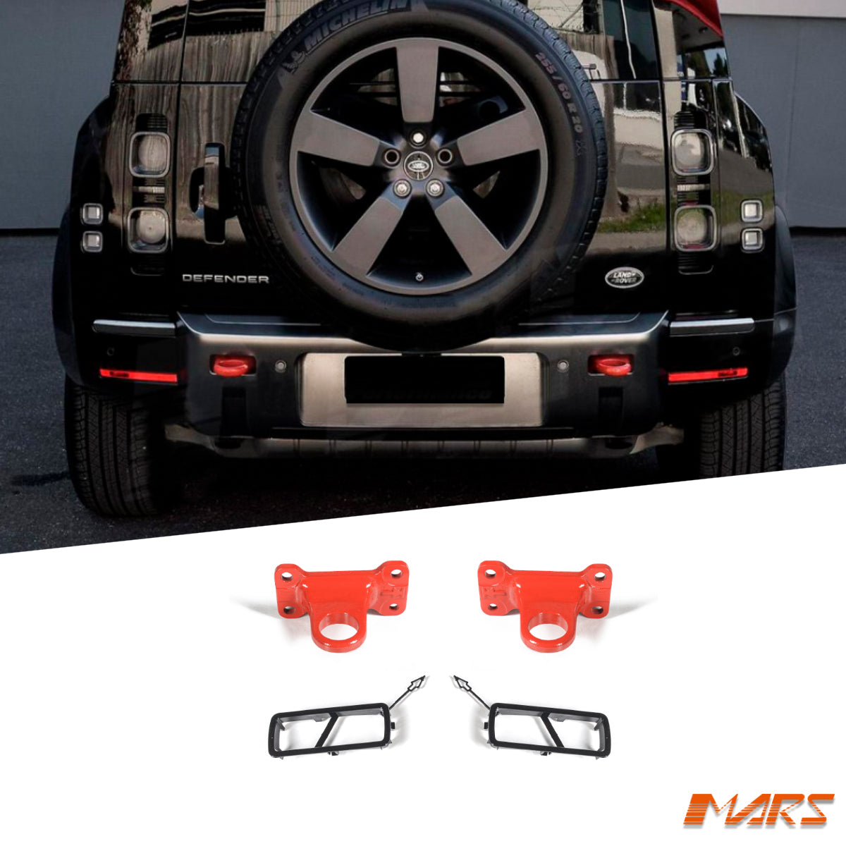 Red rear reinforcement Mounted Tow bar hook for Land Rover Defender L663 90 110 130 2020-2024