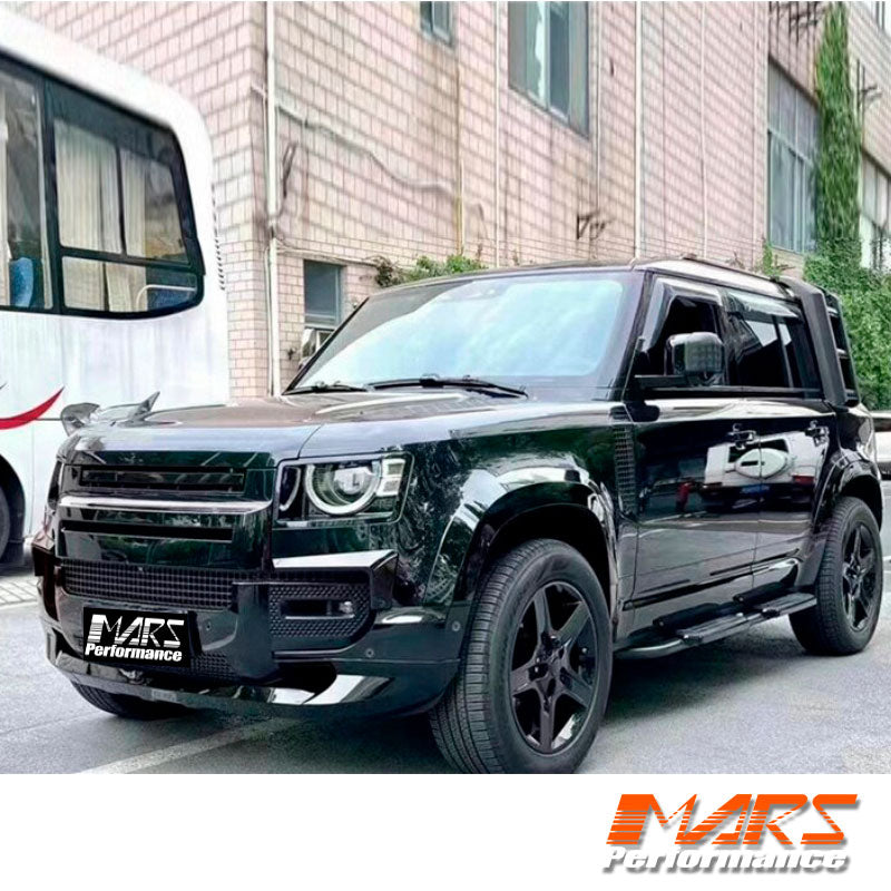 Gloss Black Front Bumper bar lip spoiler & Splitters for Land Rover Defender L663 90 110 130 2020-2024