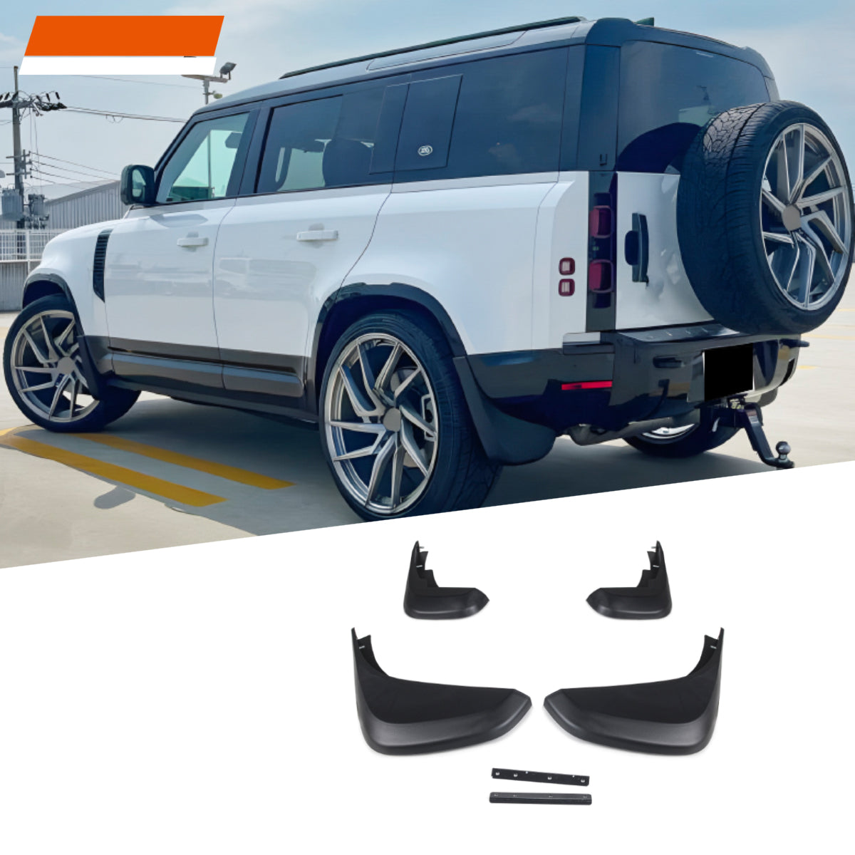 Standard Size Complete front and rear Mud Splash Guard Flaps for Land Rover Defender L663 90 110 130 2020-2024