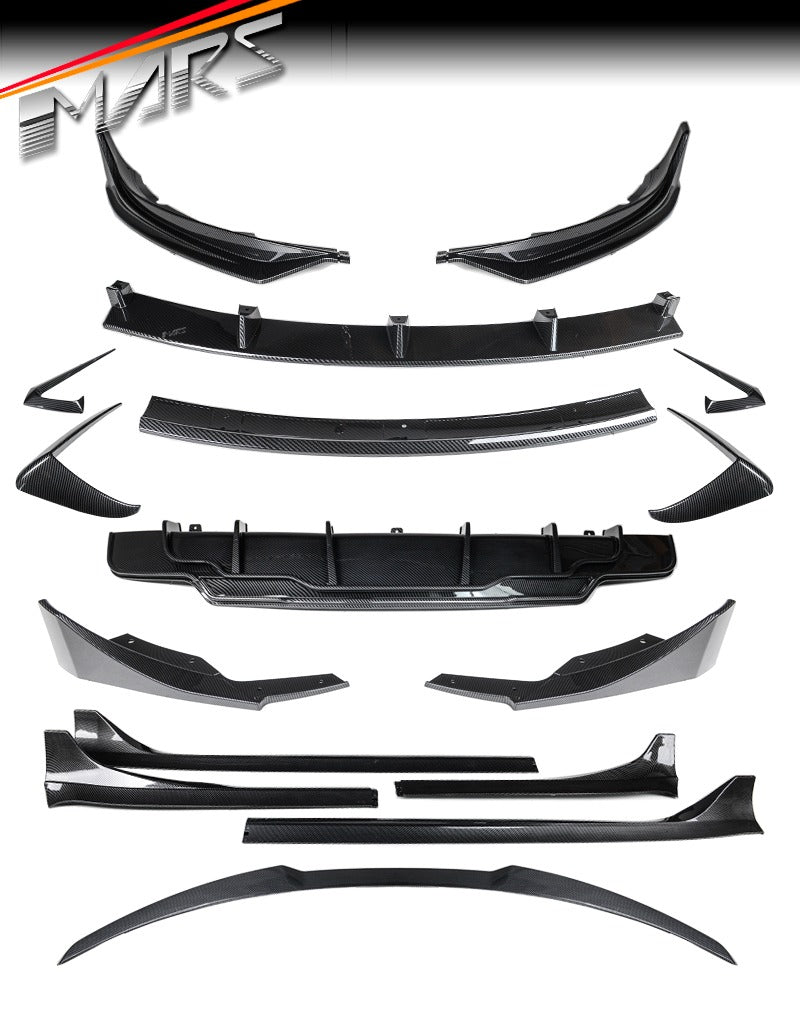 Carbon Print Aero DYNAMIC Bumper Splitters Lip Spoiler & Diffuser BodyKit for Tesla Model 3 2019-2023