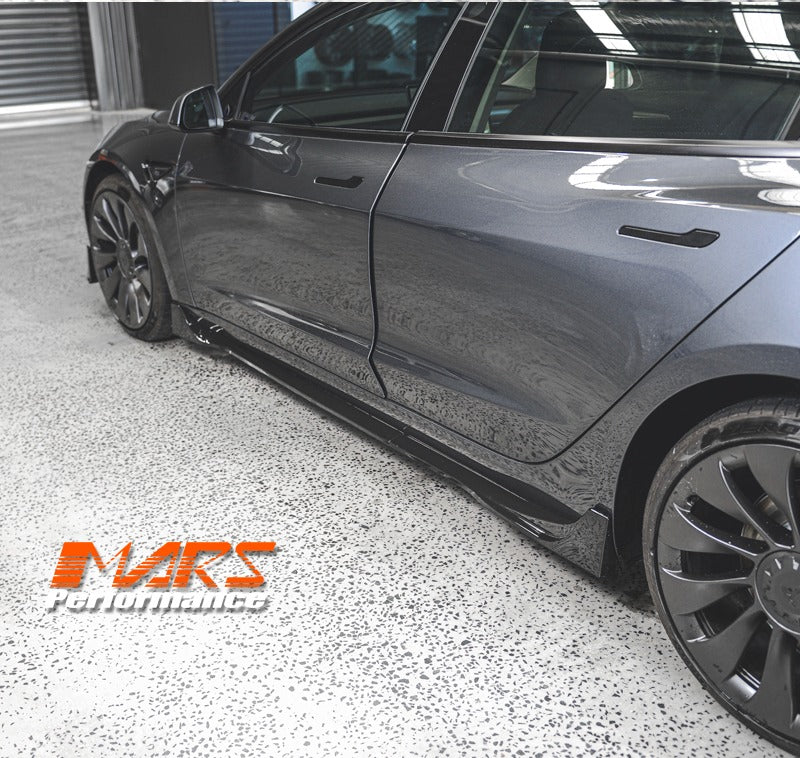 Gloss Black Aero DYNAMIC Bumper Splitters Lip Spoiler & Diffuser BodyKit for Tesla Model 3 2019-2023