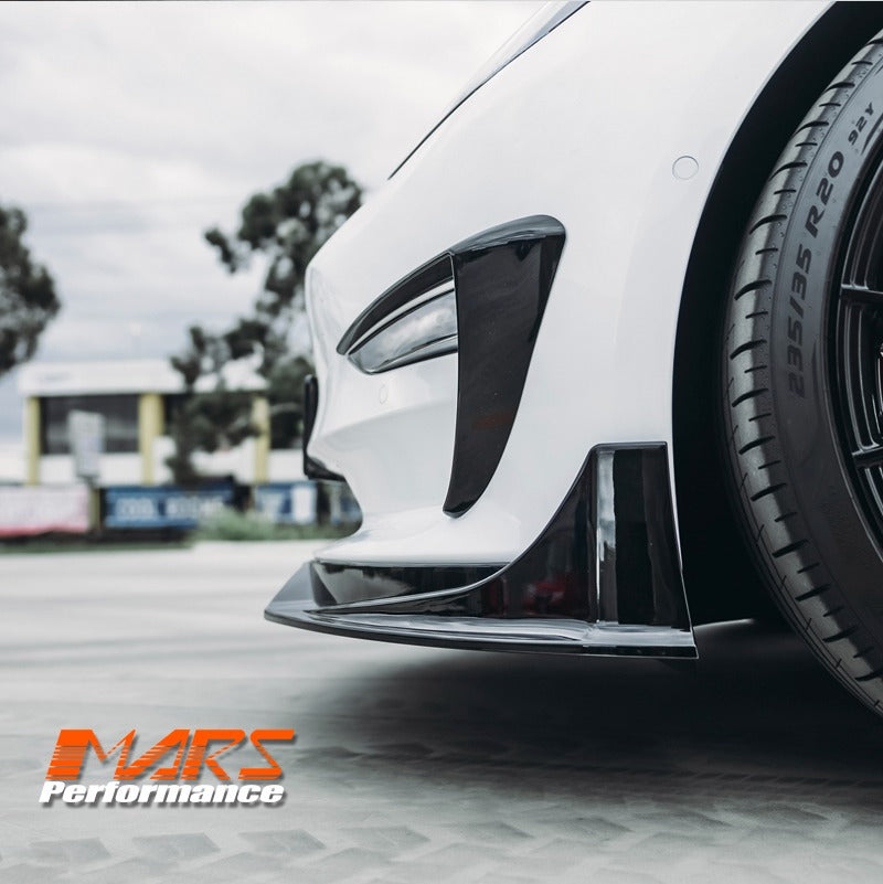 Gloss Black Aero DYNAMIC Bumper Splitters Lip Spoiler & Diffuser BodyKit for Tesla Model 3 2019-2023