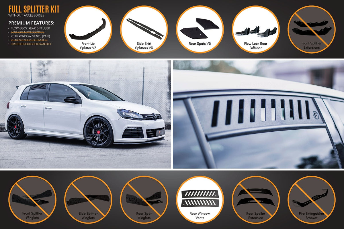 MK6 Golf R Full Lip Splitter Set