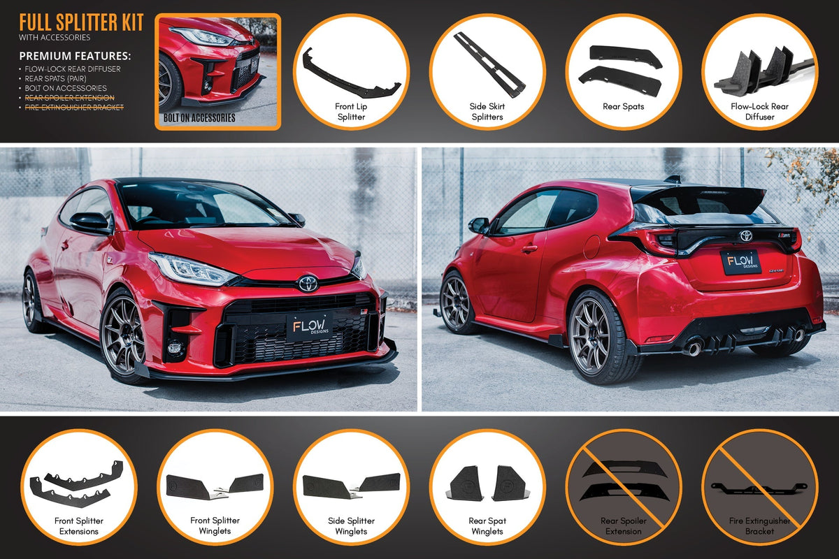 Yaris GR Gen1 Full Lip Splitter Kit With Rear Diffuser