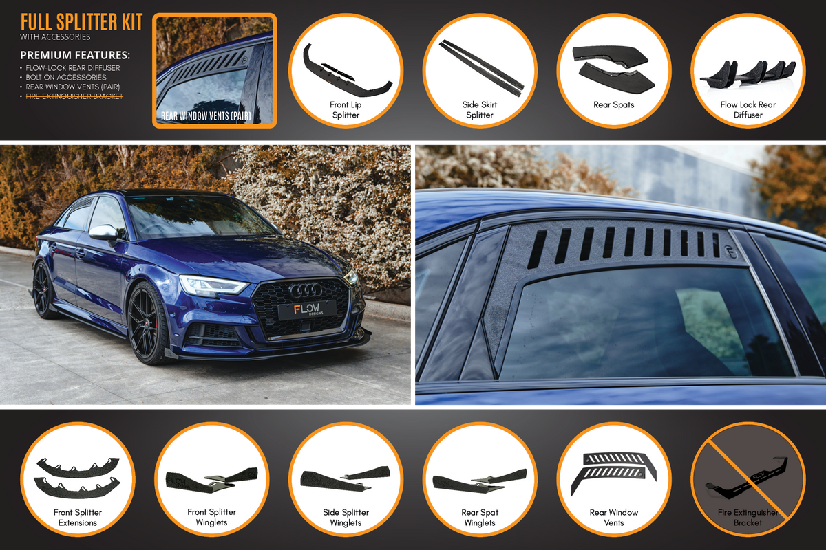 S3 8V Sedan Facelift Full Lip Splitter Set