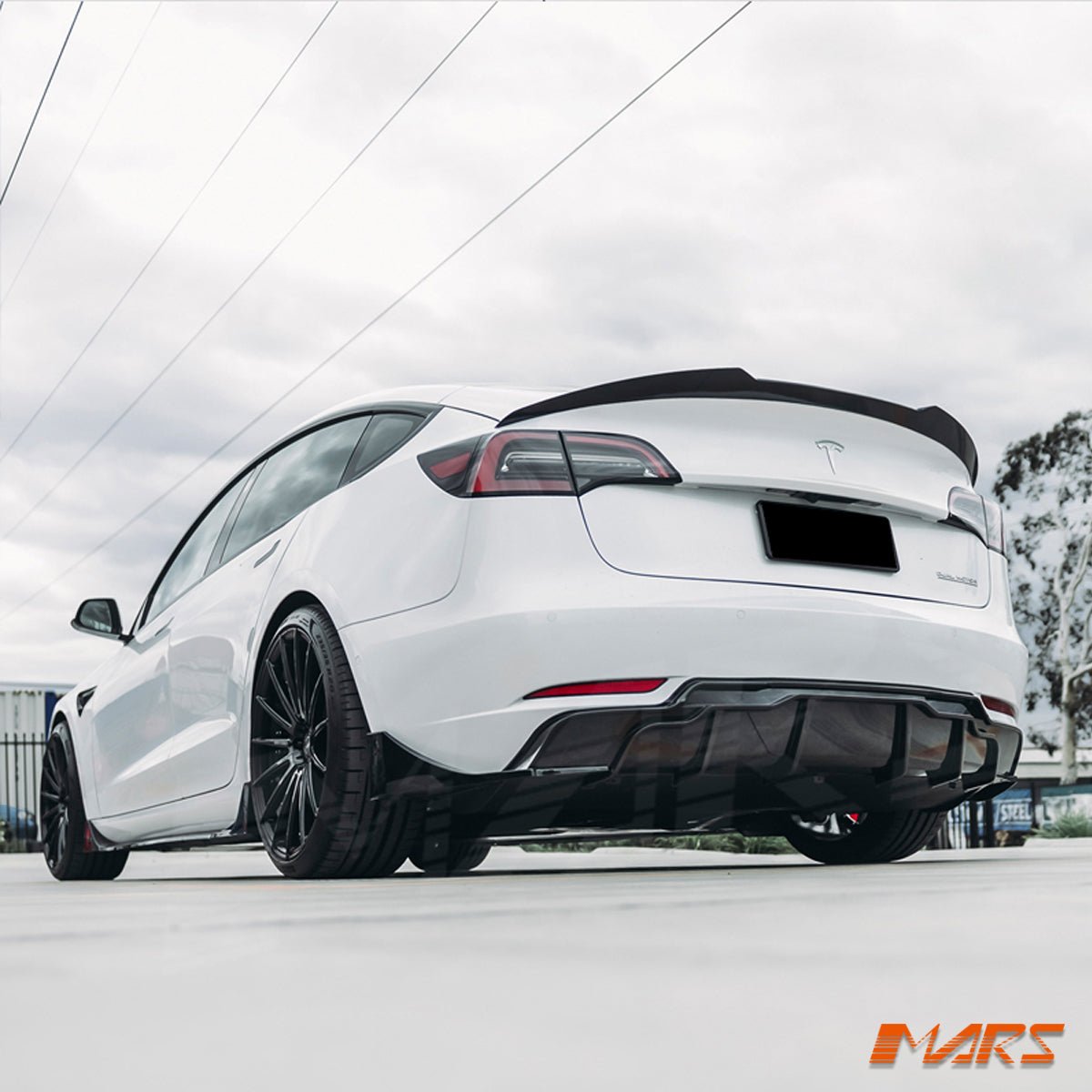 Gloss Black Aero DYNAMIC Rear Bumper Splitters Spoiler & Diffuser BodyKit for Tesla Model 3 2019 - 2023 - Mars Performance