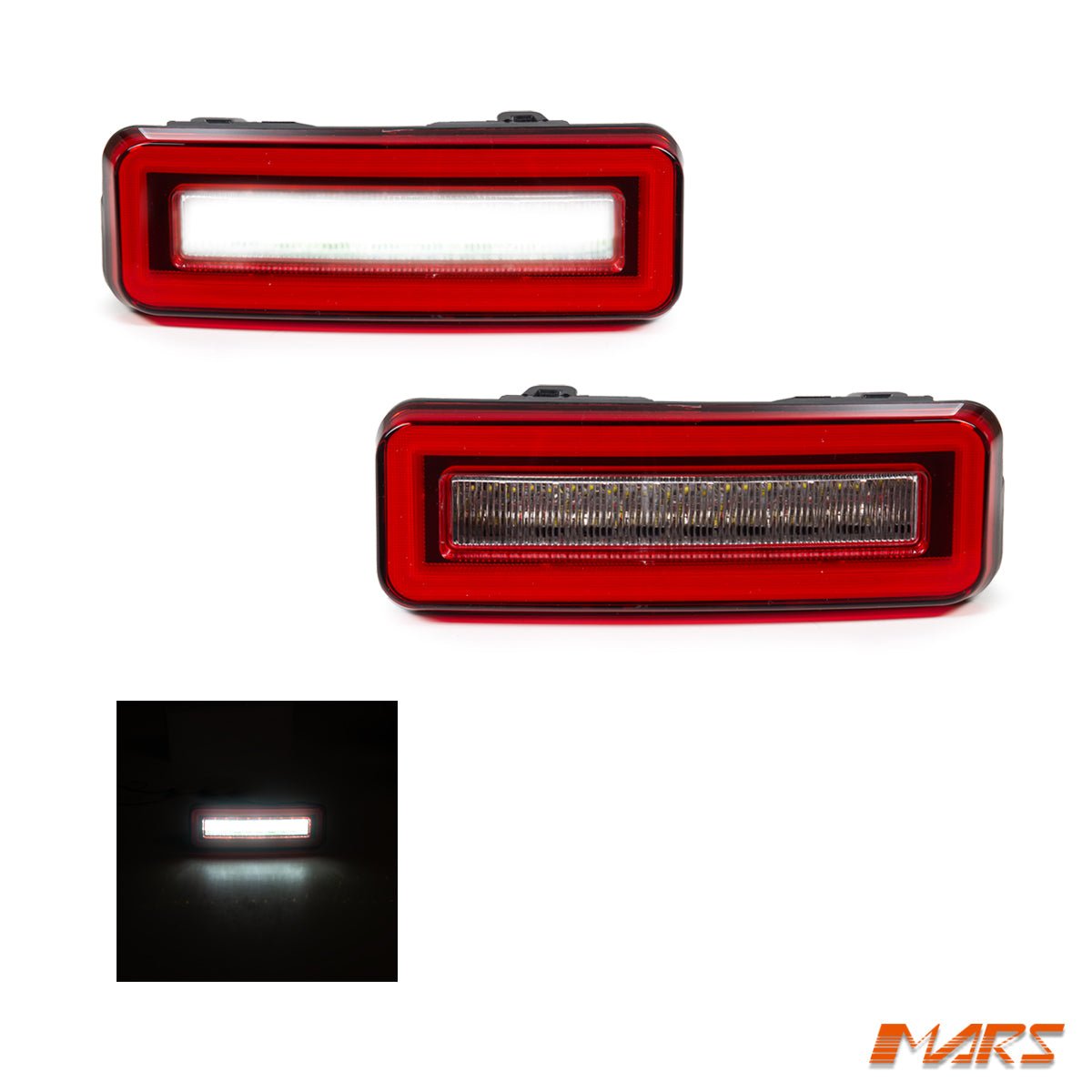 High Power LED Reverse tail lights for Land Rover Defender L663 90 110 130 2020 - 2025 - Red Surround - Mars Performance