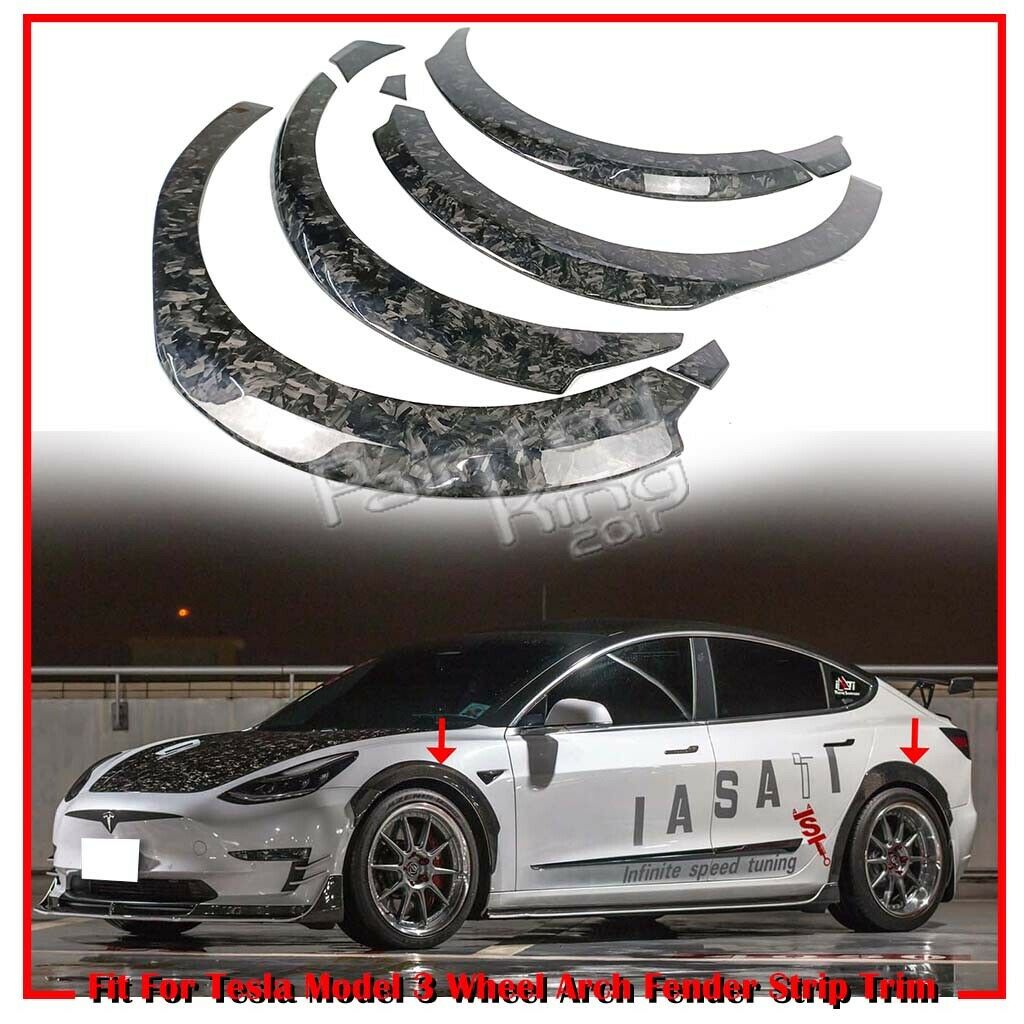 SEV1 Style Widebody Flares WHOLE SET For 2019-2021 Tesla Model 3 (FORGED CARBON)
