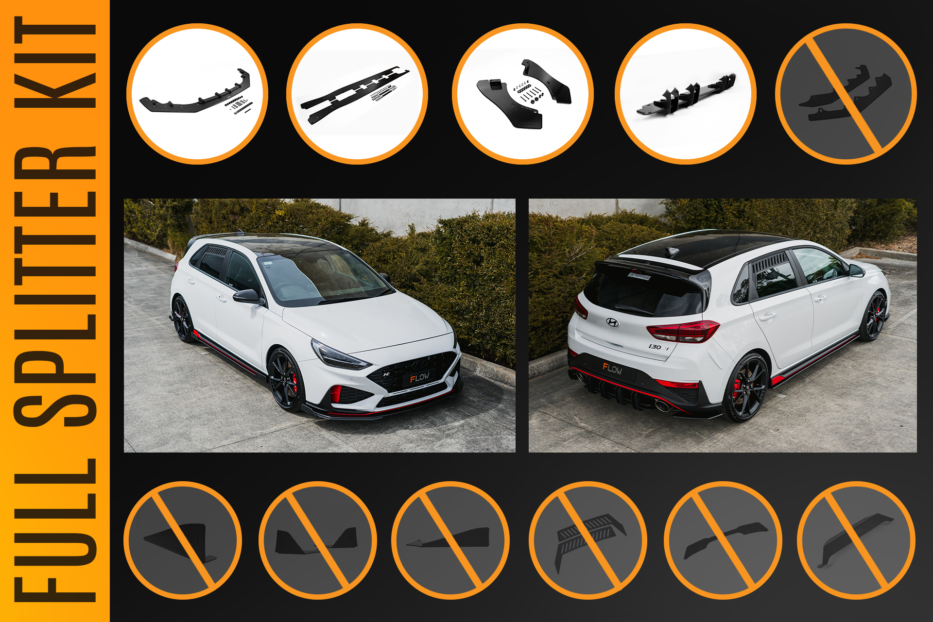 i30N Hatch PDE V6 FL2 2025+ Full Lip Splitter Set