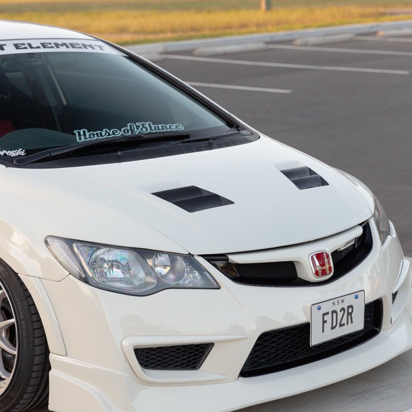 STREET ELEMENT MUGEN V2 Style Cooling Bonnet For 2007-2011 Honda FD Civic 8th Gen [Carbon Fibre]