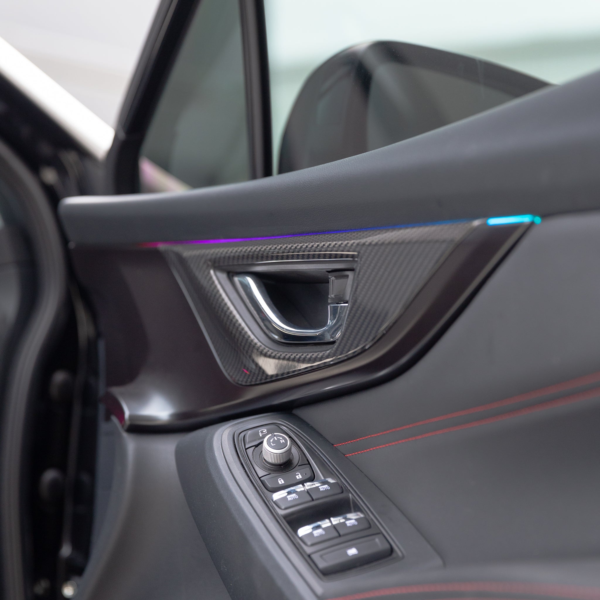 FloKraft Dry Carbon Fibre Front & Rear Inner Door Handle Trim Covers for Subaru WRX (VB) & WRX Sportswagon (VN) 2022-2025