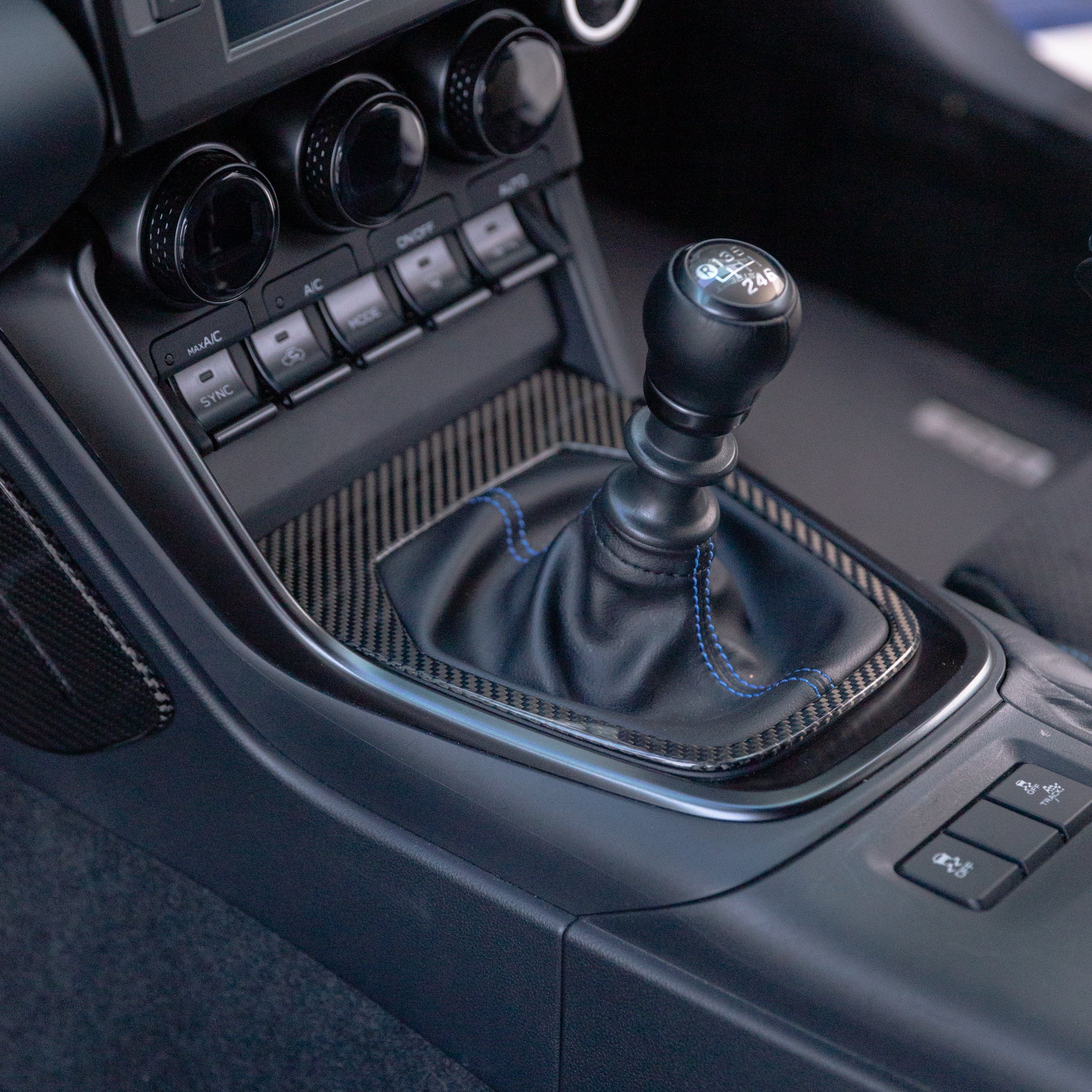 FloKraft Dry Carbon Fibre V1 Manual Shifter Panel Surround Cover For Subaru BRZ ZD8 / Toyota GR86 ZN8 2022+