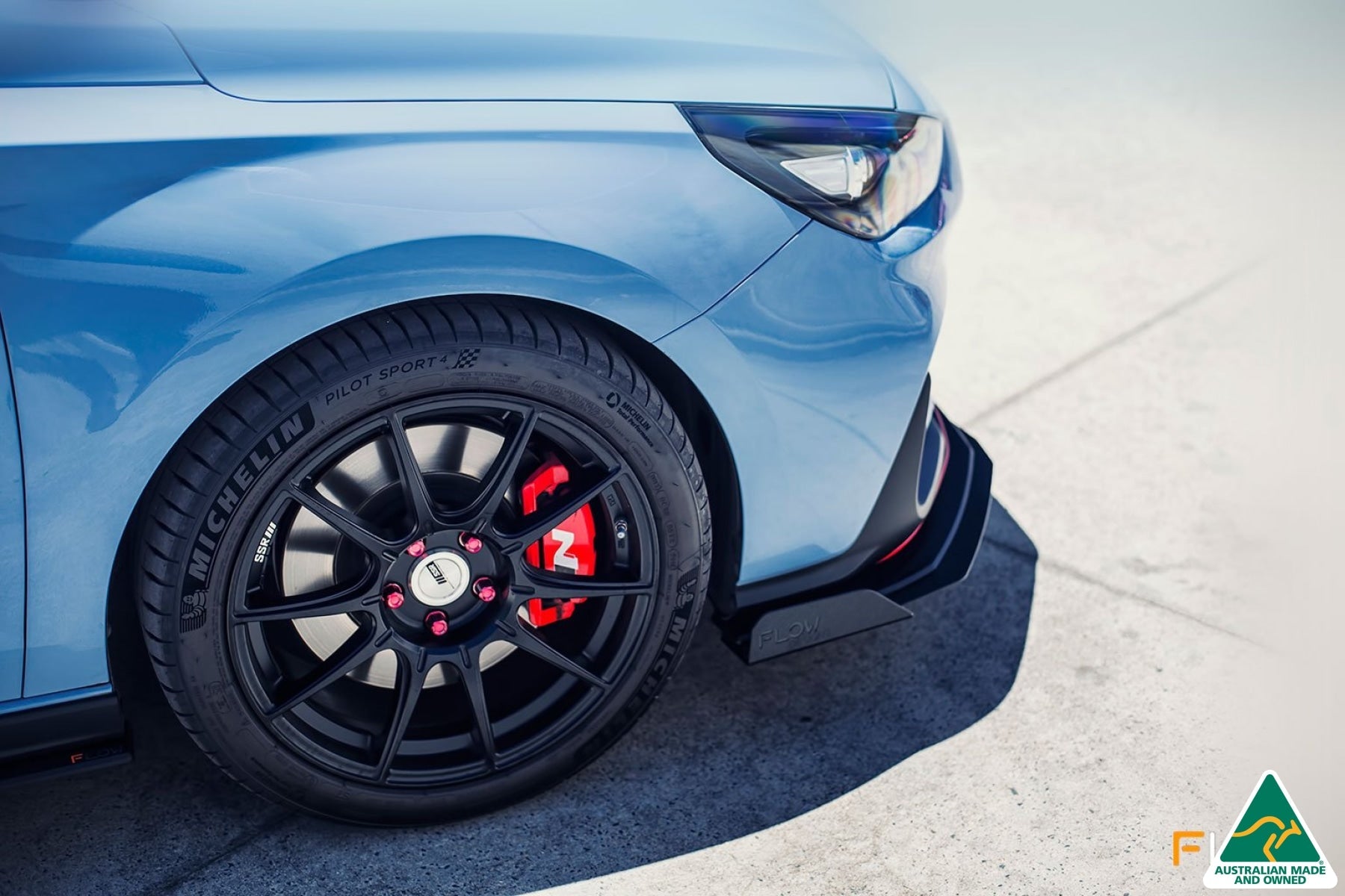 RETURNED STOCK - i30N Hatch PD (2018-2020) Front Lip Splitter & Reinforcement Brackets - GLOSS BLACK