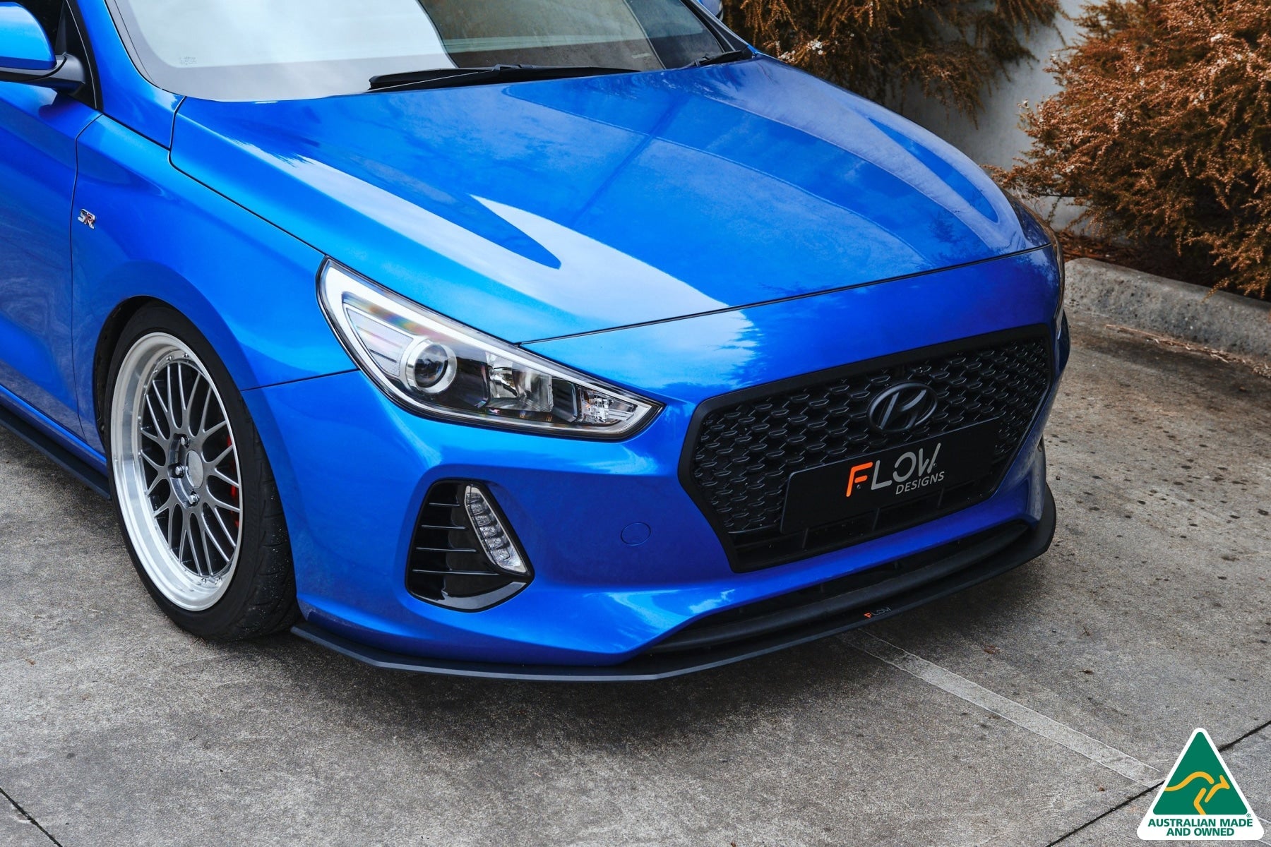 DEMO STOCK - i30 SR Hatch (2017-2018) Front Lip Splitter & Mounting Brace - GLOSS BLACK