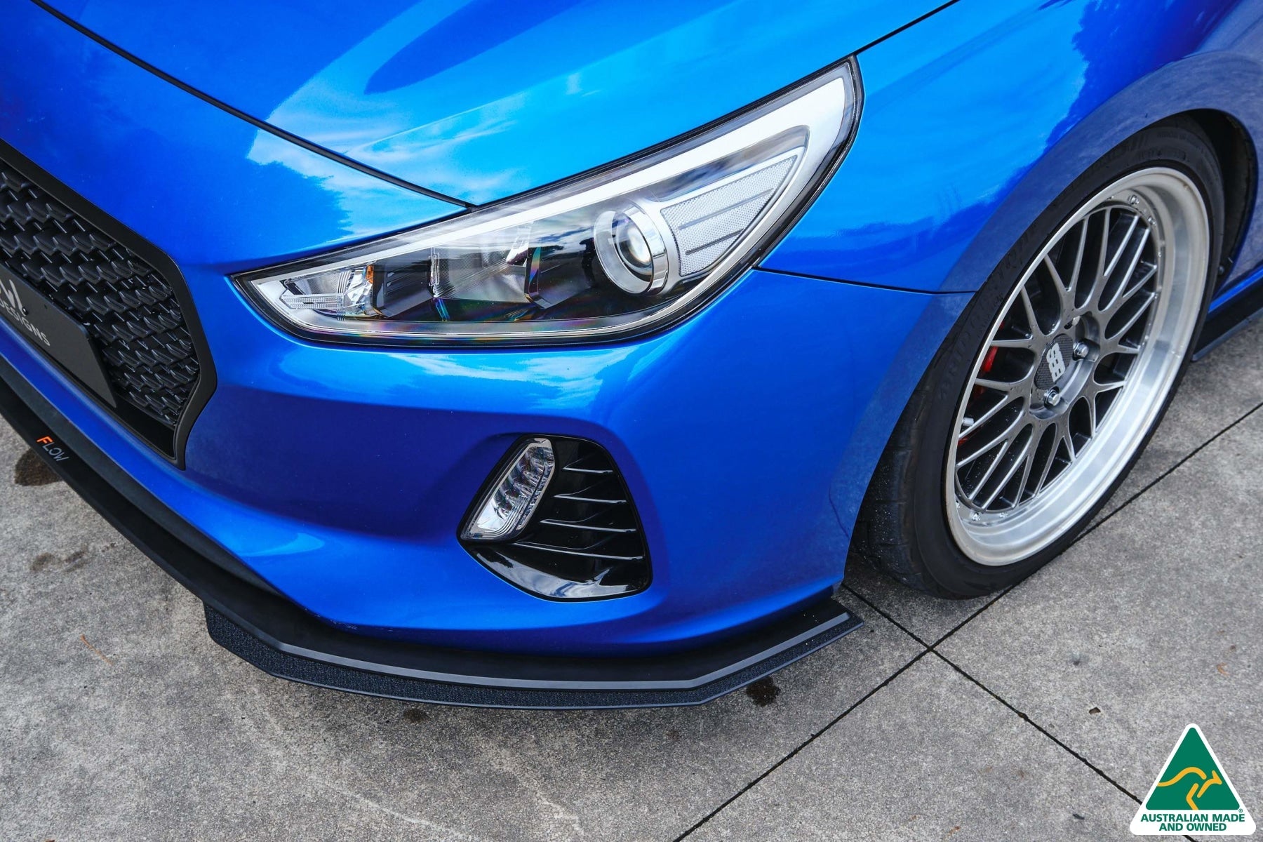 DEMO STOCK - i30 SR Hatch (2017-2018) Front Lip Splitter & Mounting Brace - GLOSS BLACK