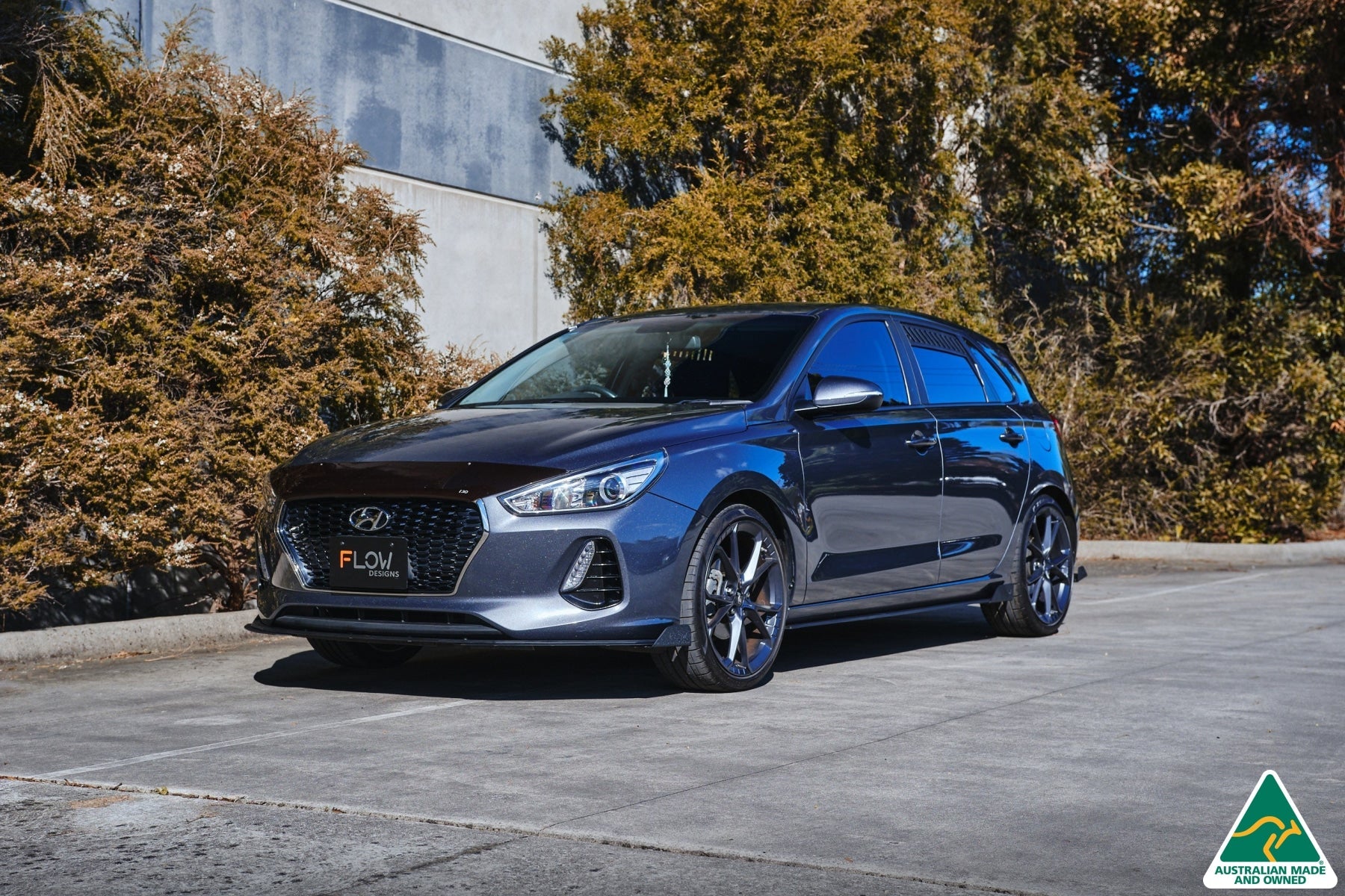DISCONTINUED SANDED MATTE FINISH - i30 Hatch PD1, PD2 2018-2020 Front Lip Splitter & Mounting Brace