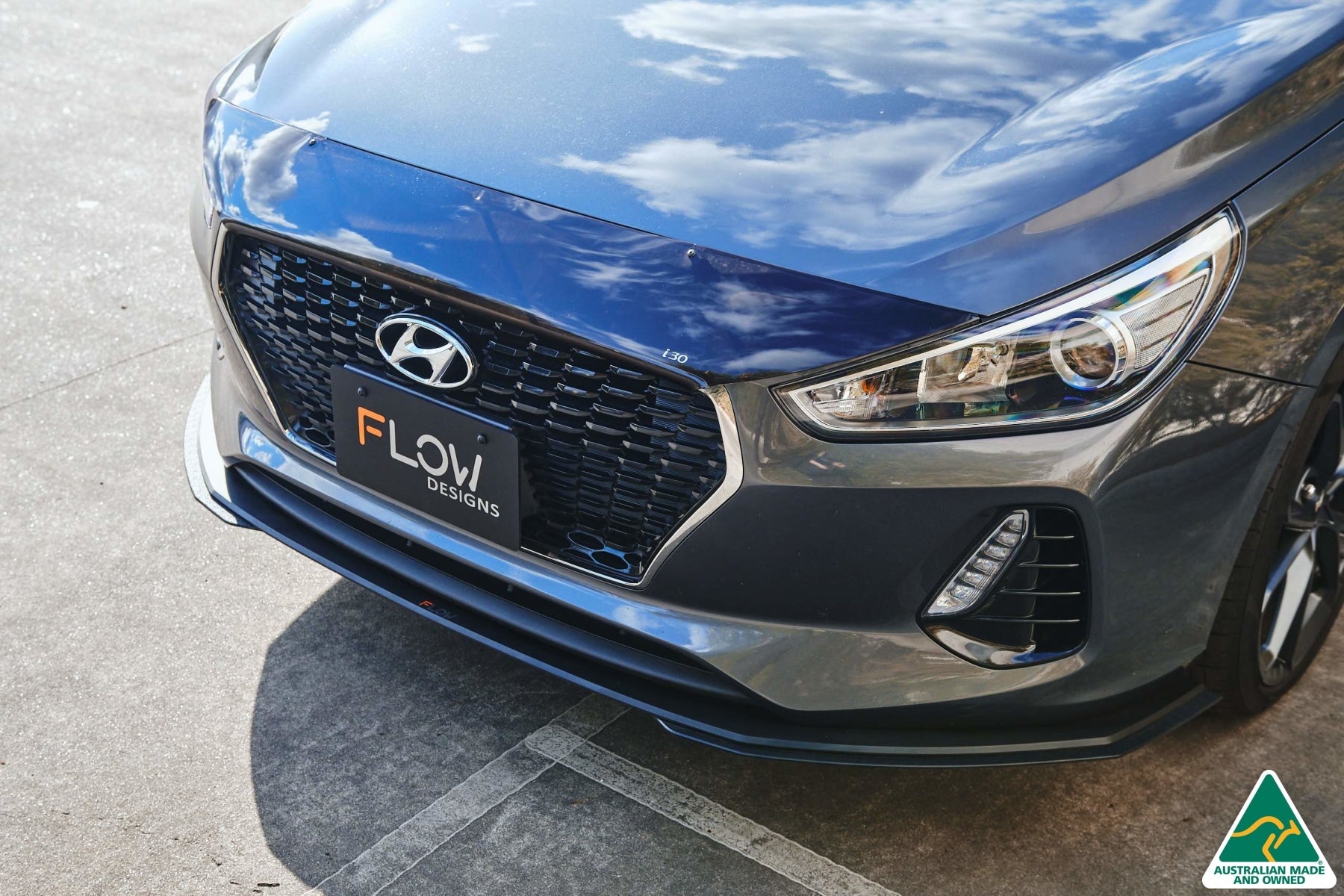 DISCONTINUED SANDED MATTE FINISH - i30 Hatch PD1, PD2 2018-2020 Front Lip Splitter & Mounting Brace