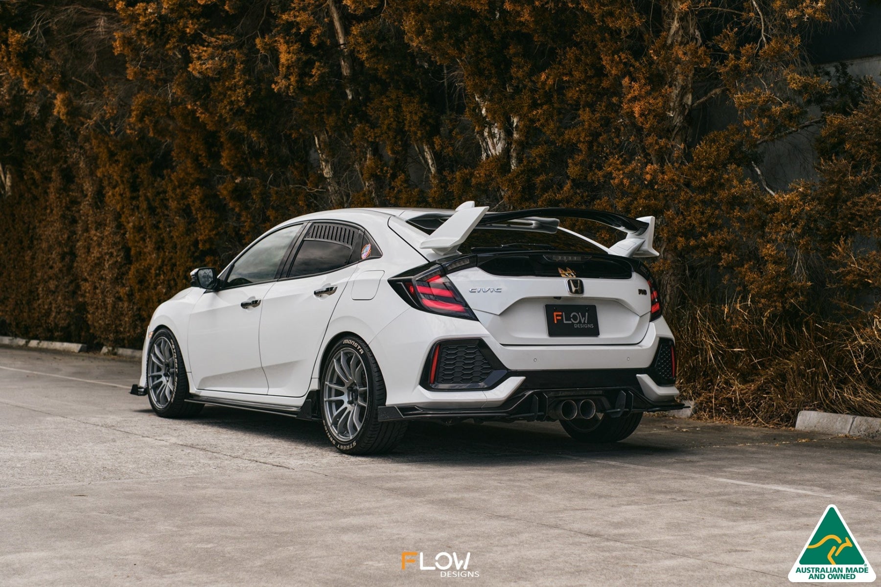 DEMO STOCK - FK4/FK7 Civic RS Hatch PFL Flow-Lock Rear Diffuser - GLOSS BLACK