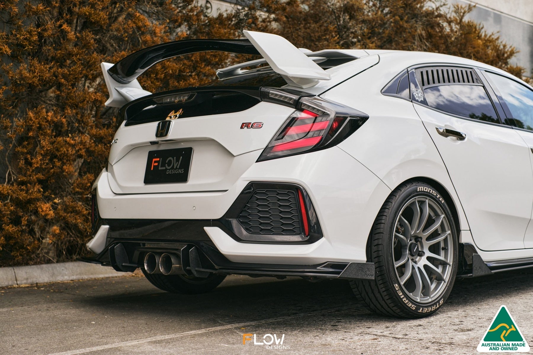 DEMO STOCK - FK4/FK7 Civic RS Hatch PFL Flow-Lock Rear Diffuser - GLOSS BLACK