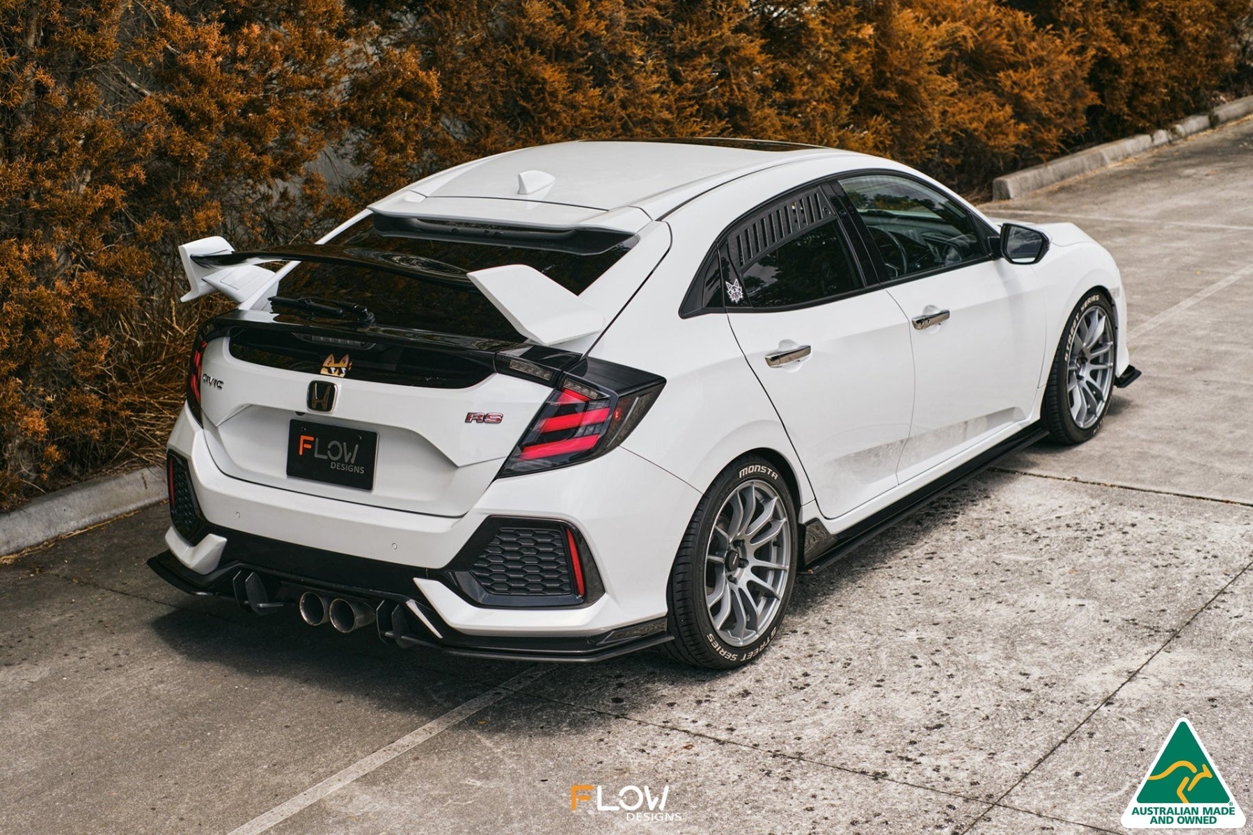 DEMO STOCK - FK4/FK7 Civic RS Hatch PFL Flow-Lock Rear Diffuser - GLOSS BLACK