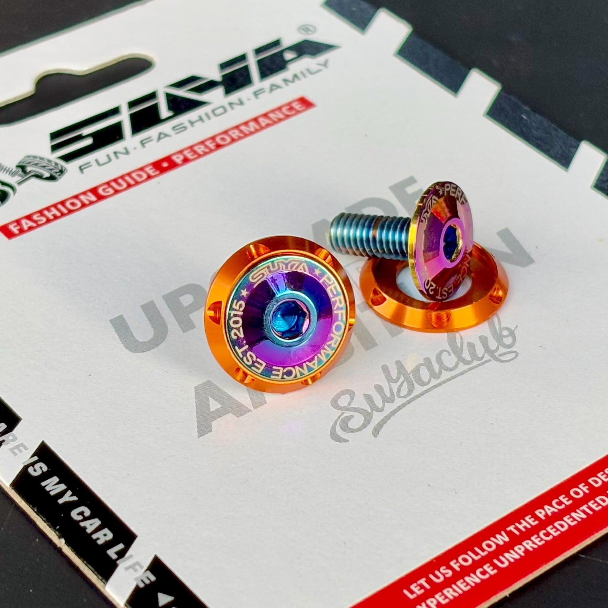SUYA Car Supplies - Engine Bay - CNC M6 Dress Up Washer & Bolt (V1) - Titanium Bolts